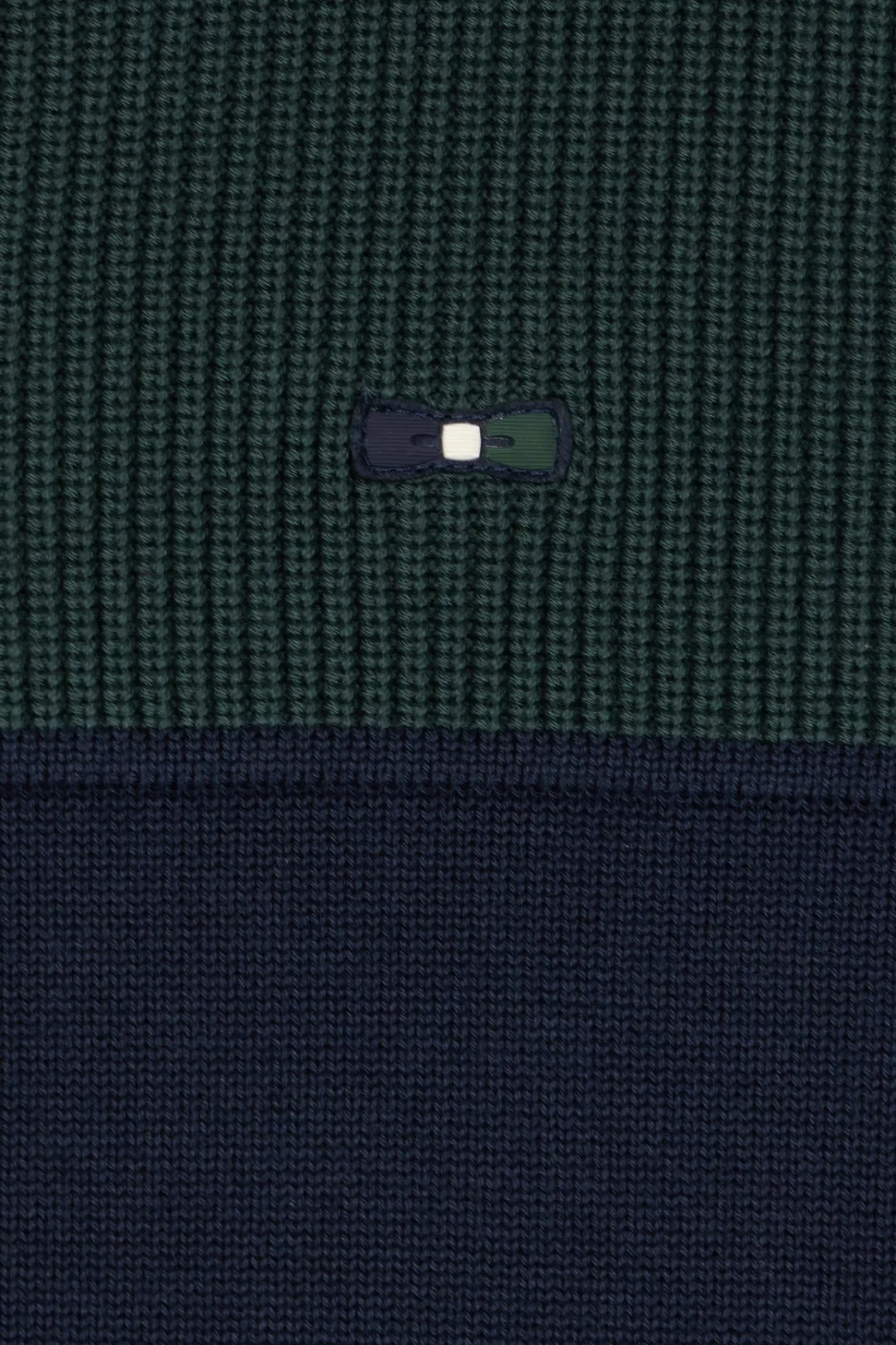 Eden Park Regular navy blue and green cotton high collar zipped cardigan< Cardigans