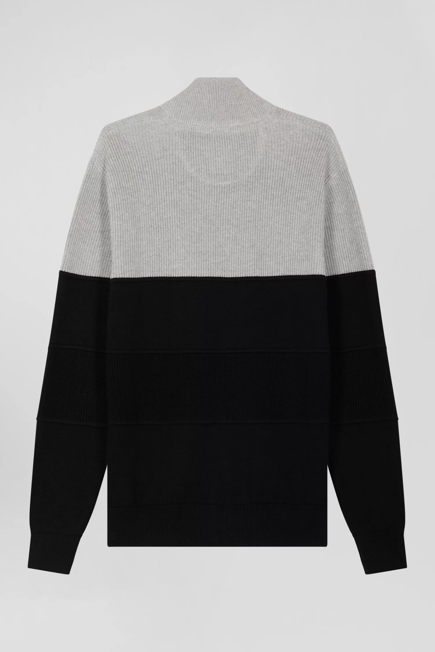 Eden Park Regular navy blue and grey cotton high collar zipped cardigan< Cardigans