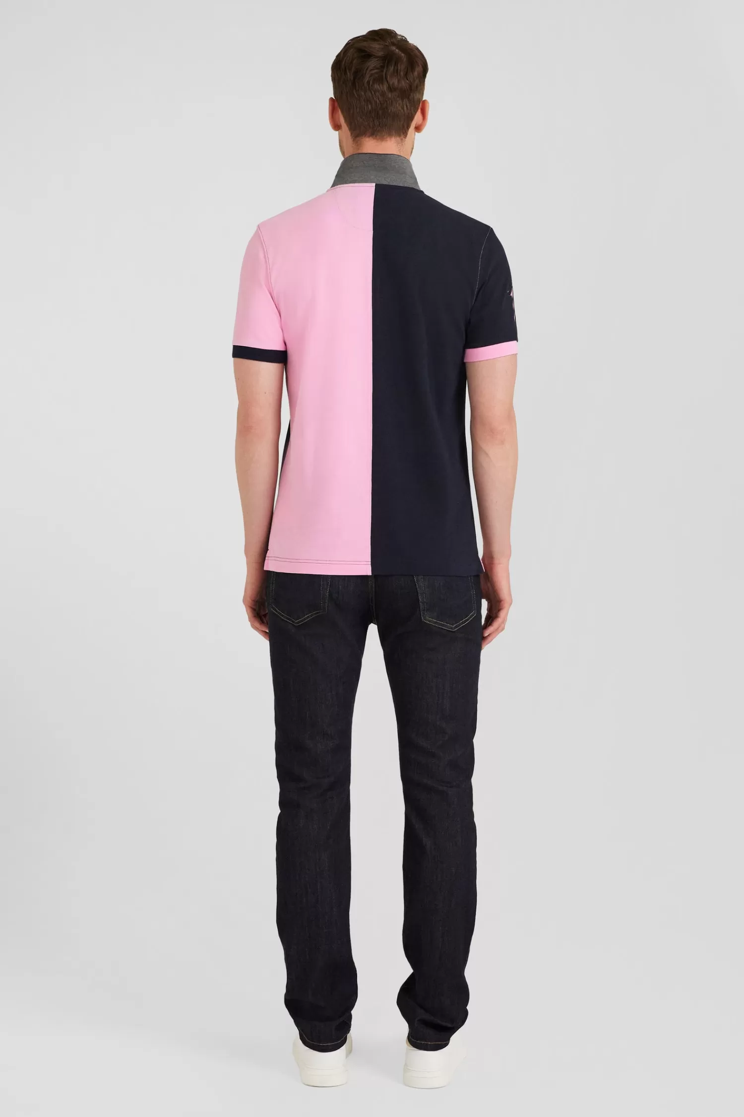Eden Park Regular navy blue and pink bicolor short-sleeved cotton piqué polo shirt< Polos