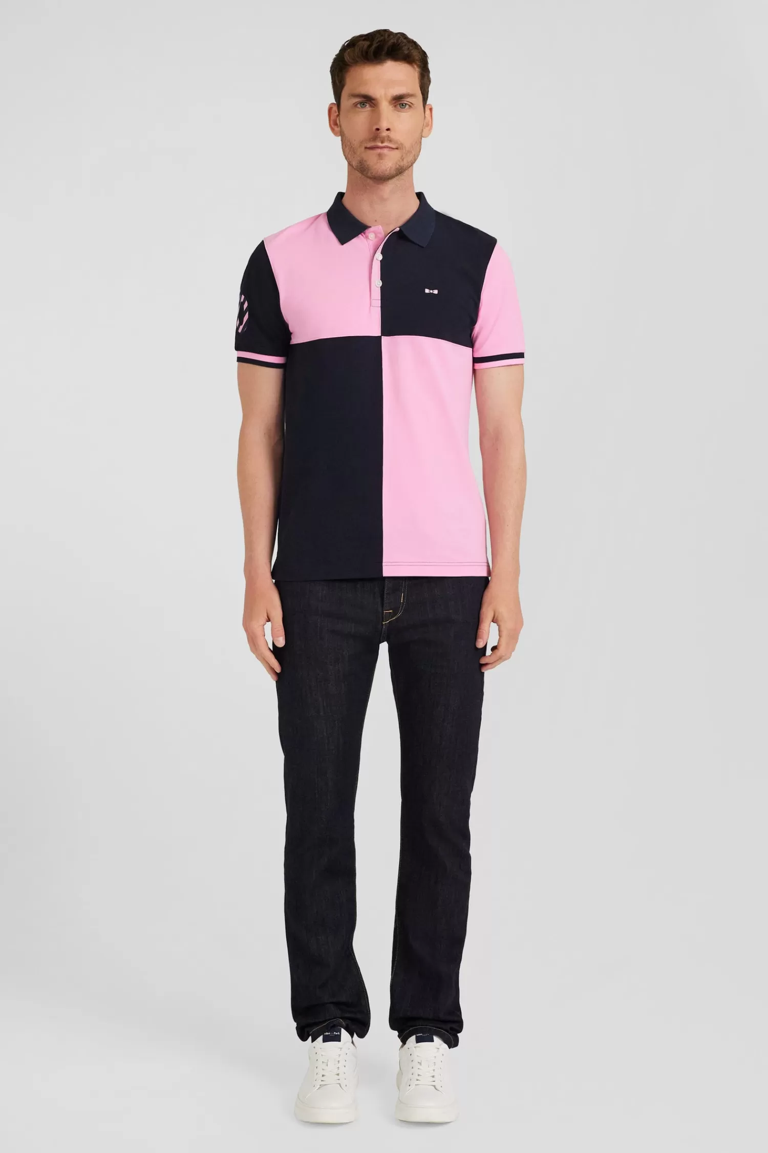 Eden Park Regular navy blue Barbarian short-sleeved cotton piqué polo shirt< Polos