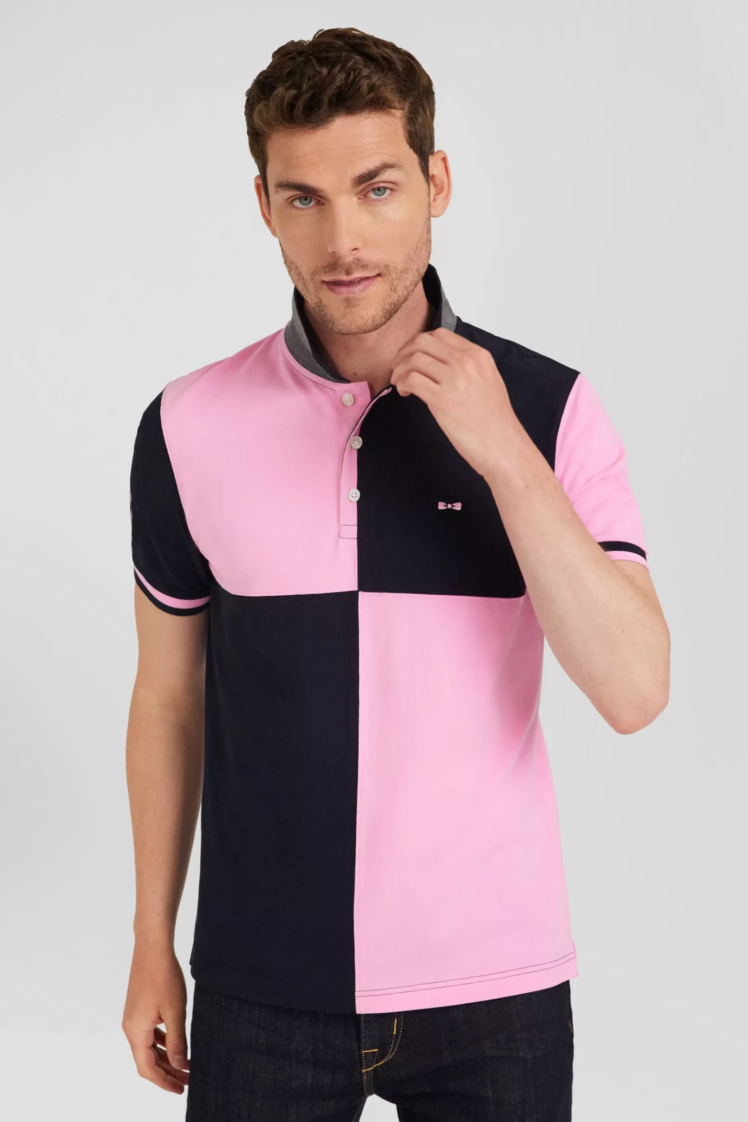 Eden Park Regular navy blue Barbarian short-sleeved cotton piqué polo shirt< Polos