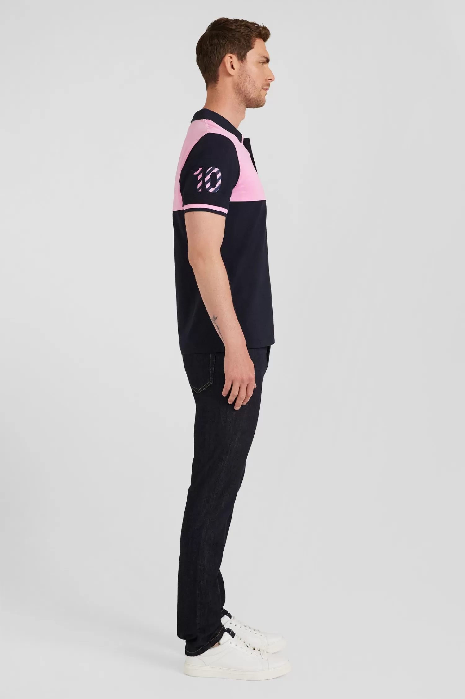 Eden Park Regular navy blue Barbarian short-sleeved cotton piqué polo shirt< Polos