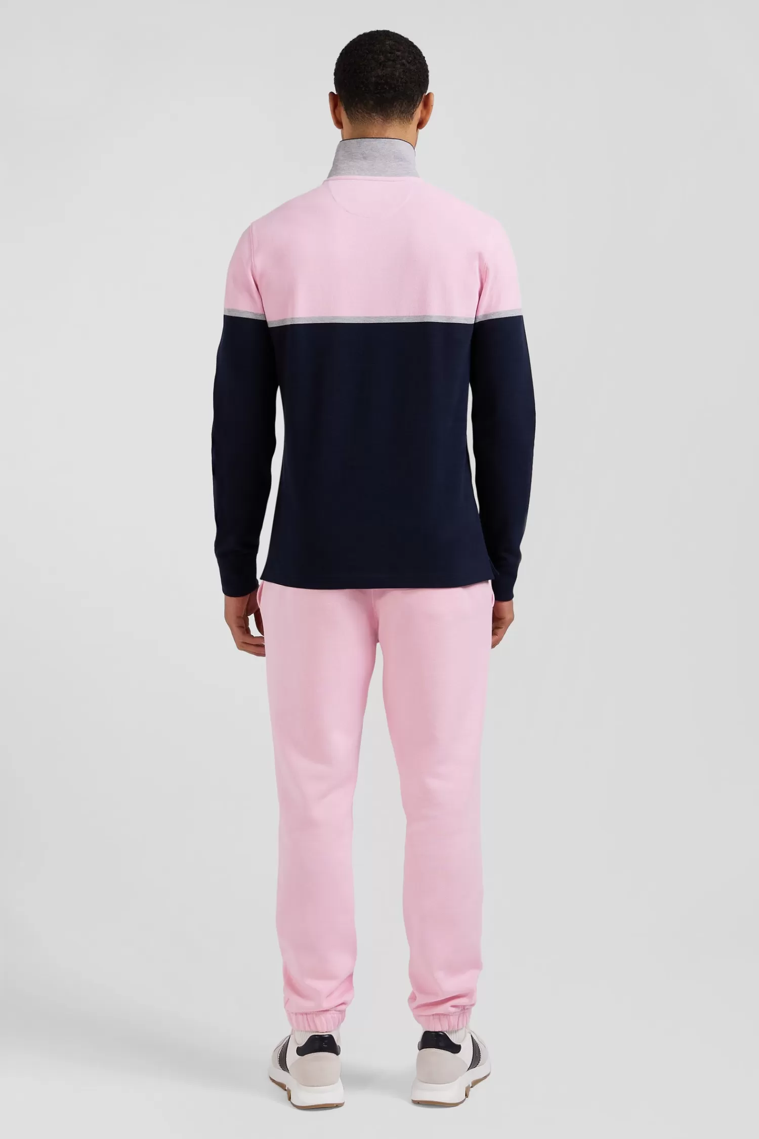 Eden Park Regular navy blue bicolor long-sleeved cotton piqué polo shirt< Polos