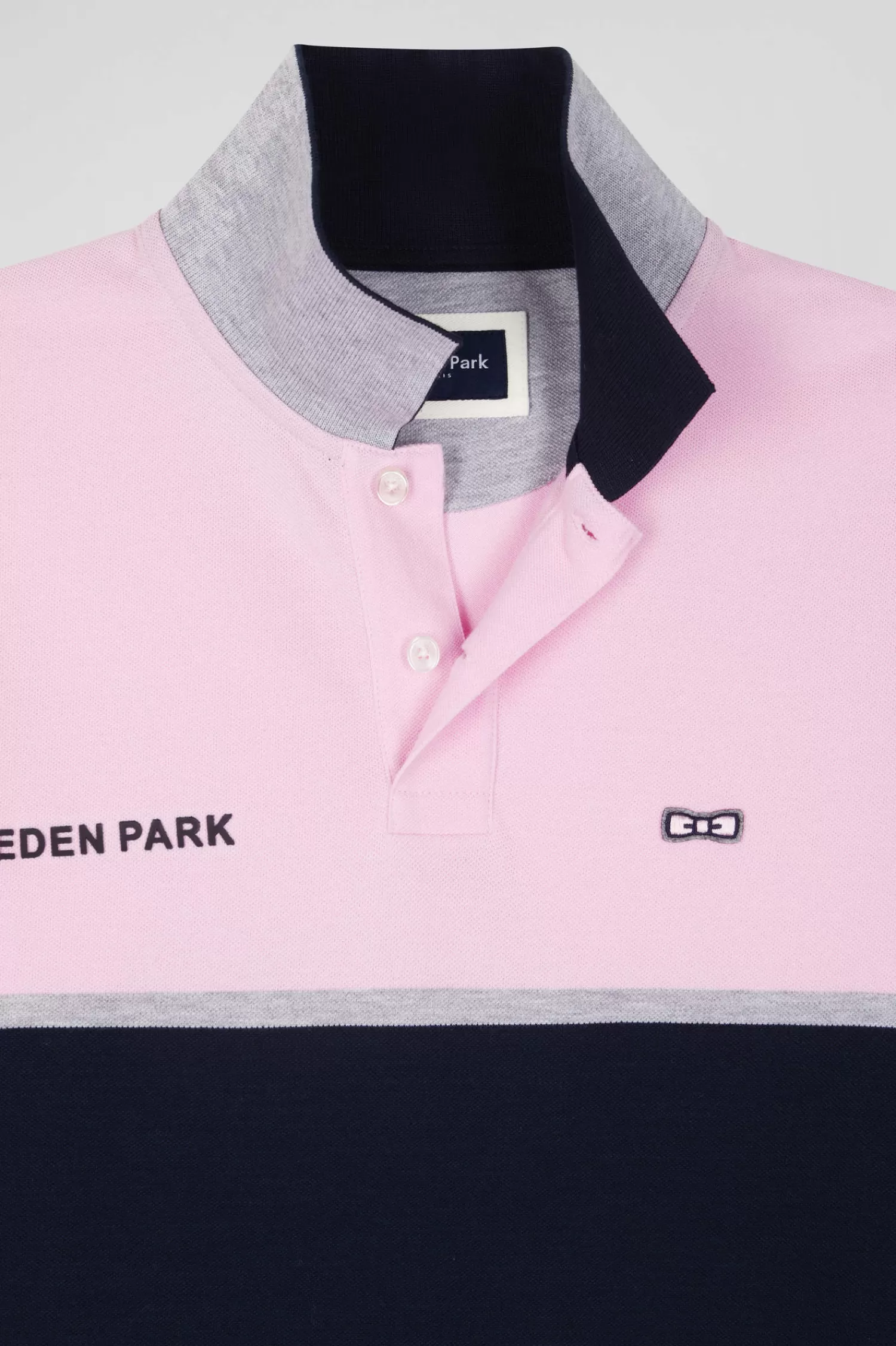 Eden Park Regular navy blue bicolor long-sleeved cotton piqué polo shirt< Polos