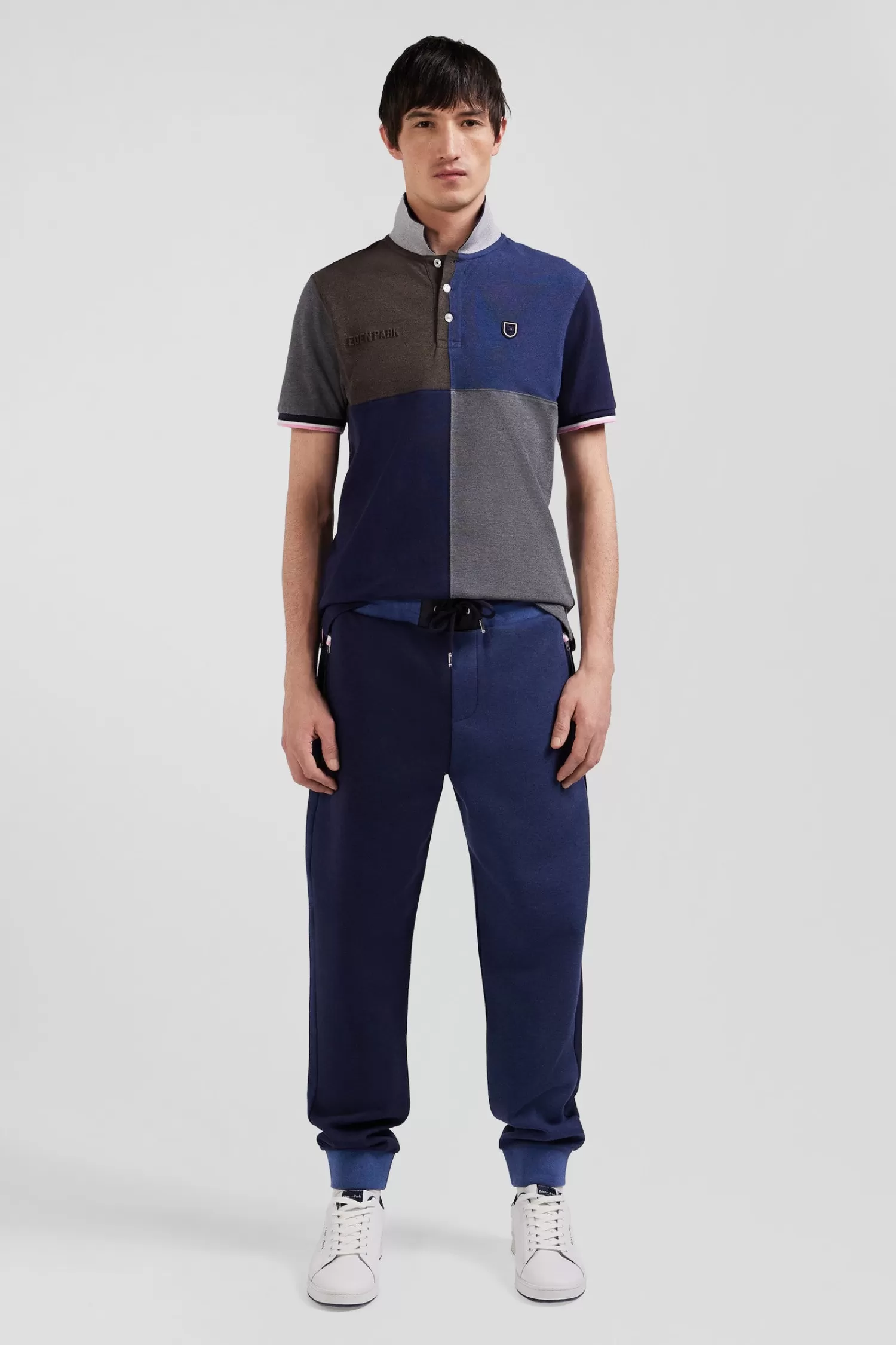 Eden Park Regular navy blue bicolour mixed cotton jogging bottoms< Pants