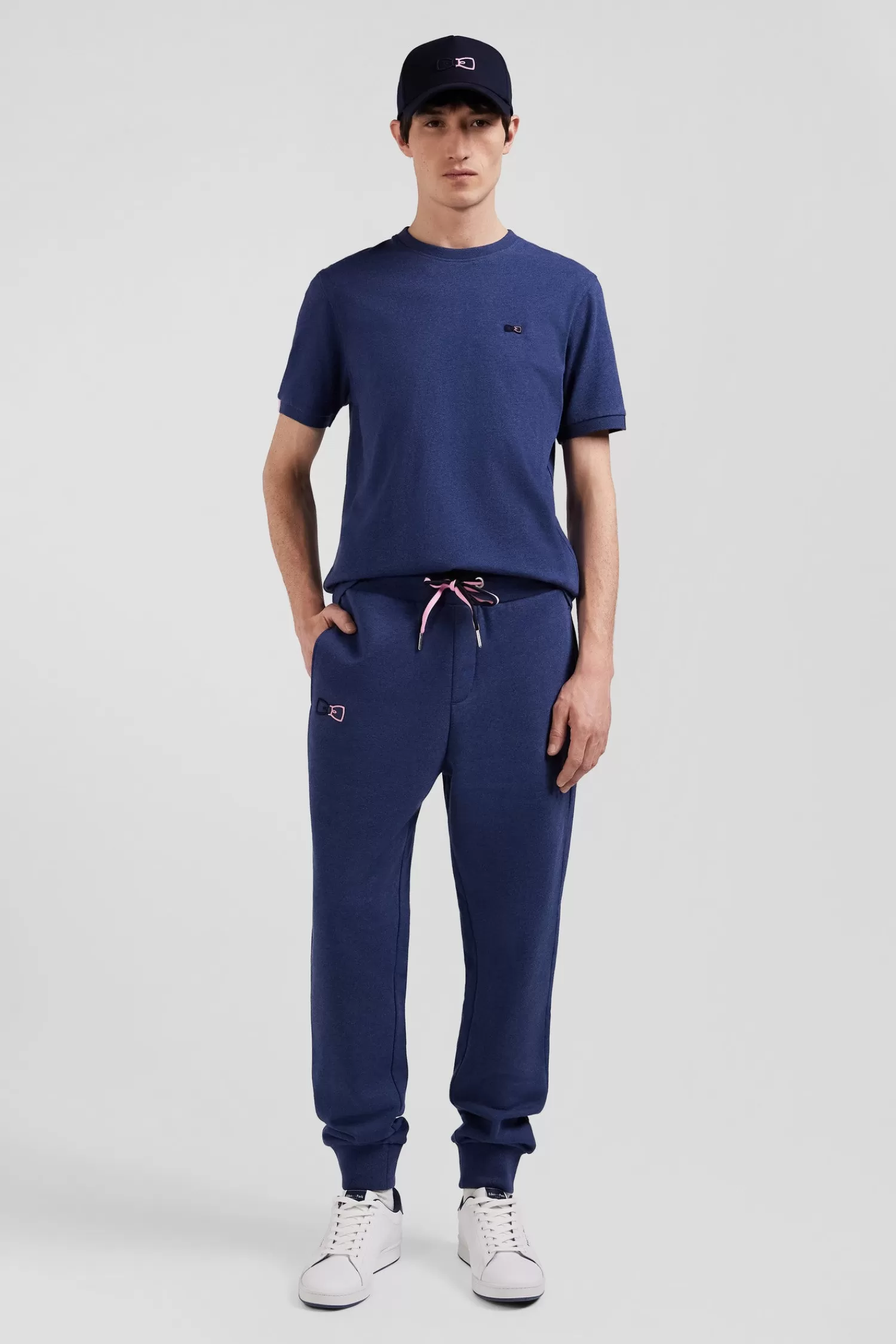 Eden Park Regular navy blue brushed cotton fleece jogging bottoms< Pants