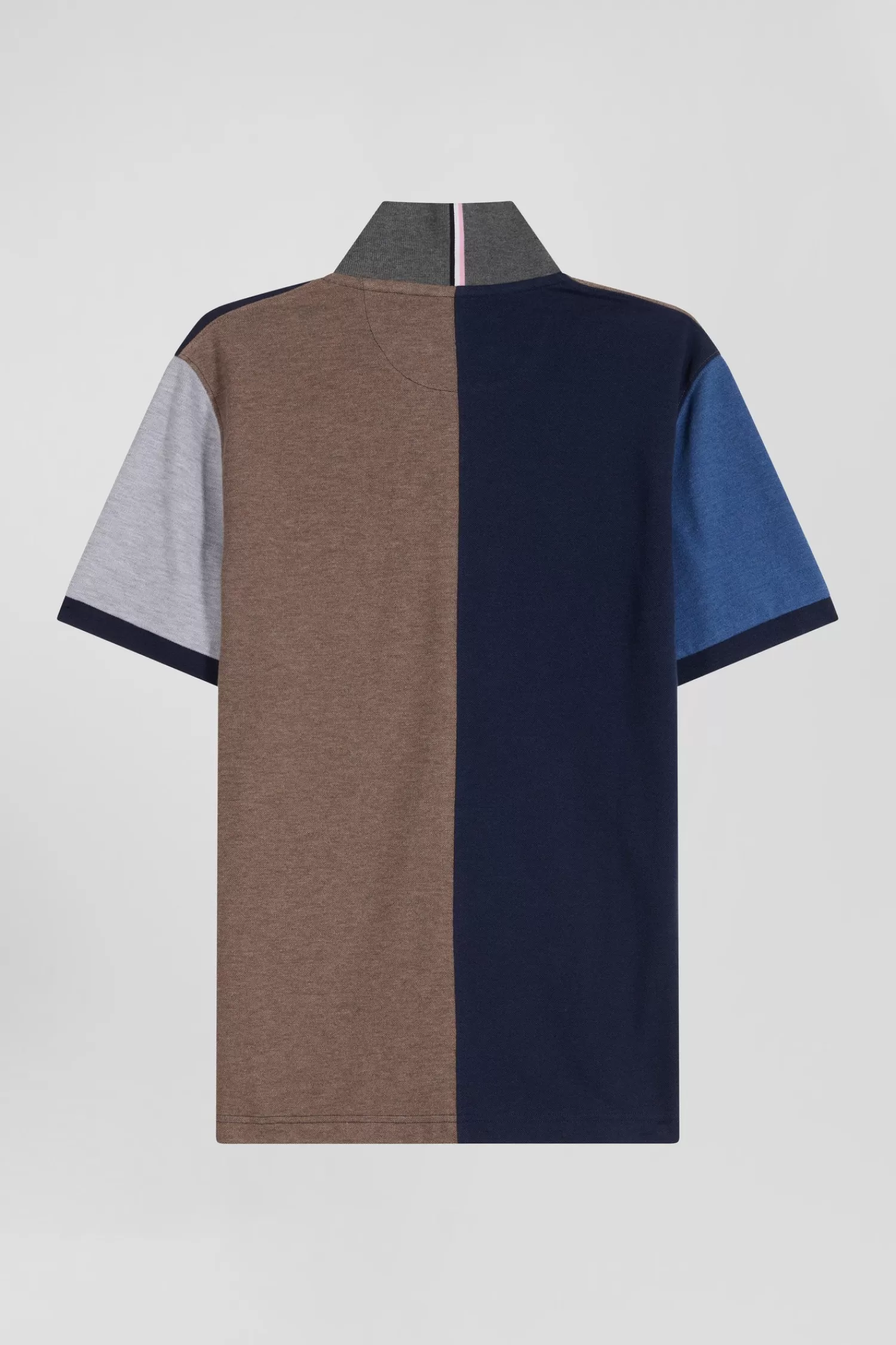 Eden Park Regular navy blue colorblock short-sleeved cotton piqué polo shirt< Polos