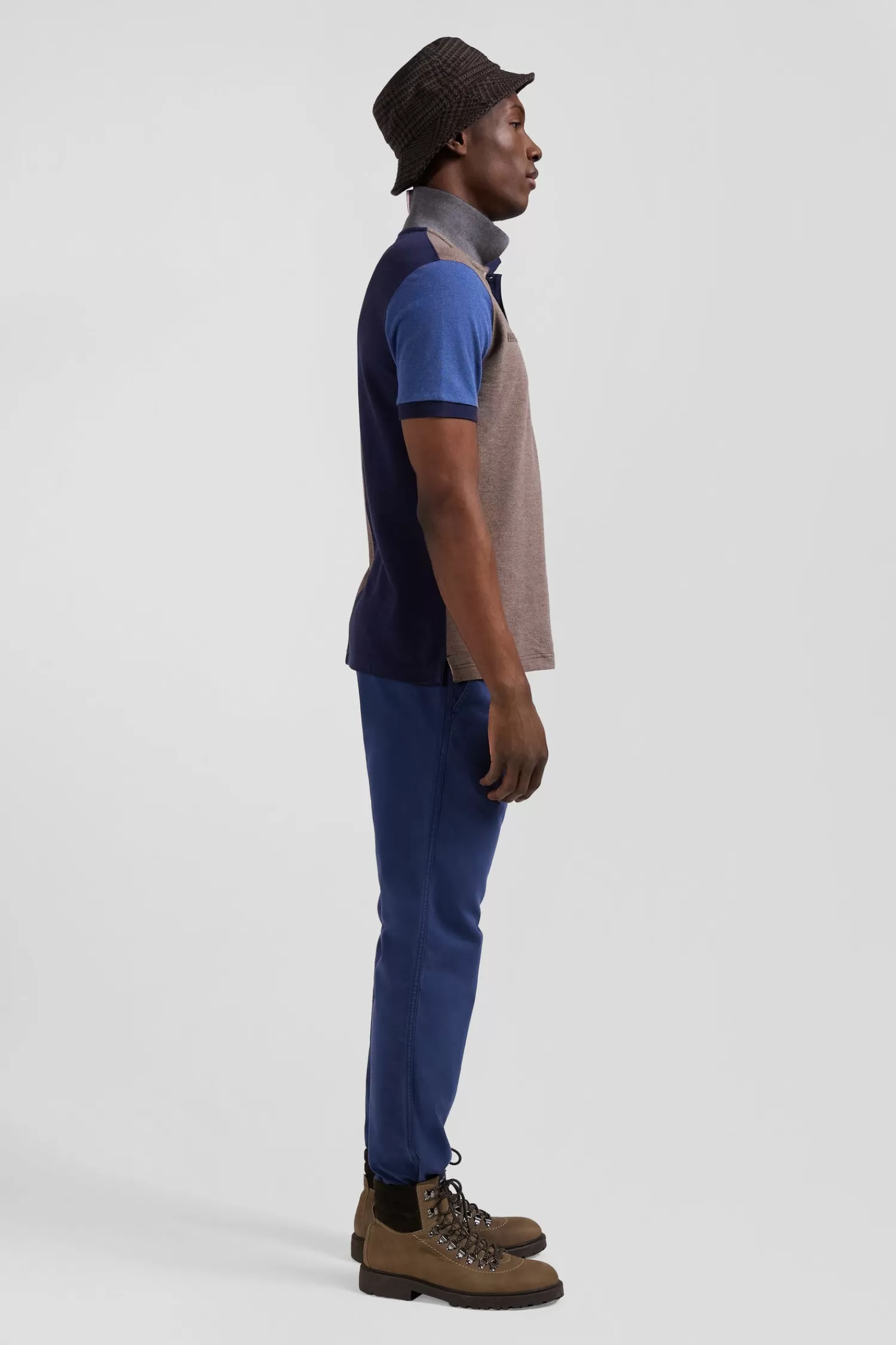 Eden Park Regular navy blue colorblock short-sleeved cotton piqué polo shirt< Polos