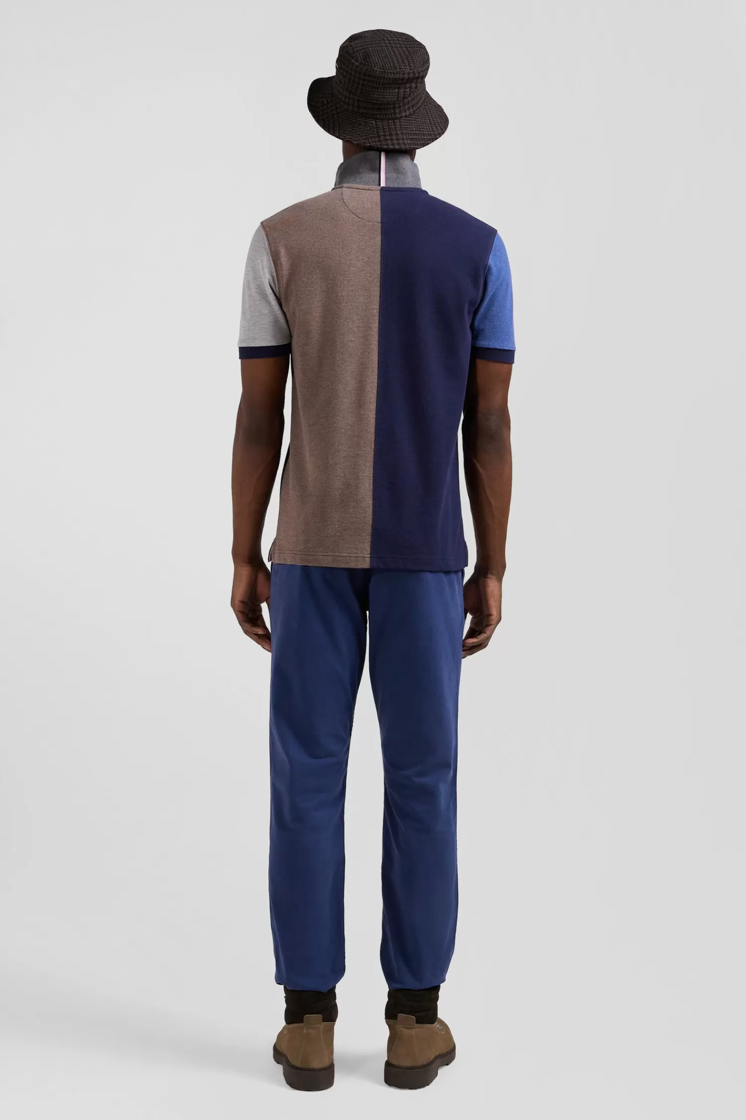 Eden Park Regular navy blue colorblock short-sleeved cotton piqué polo shirt< Polos