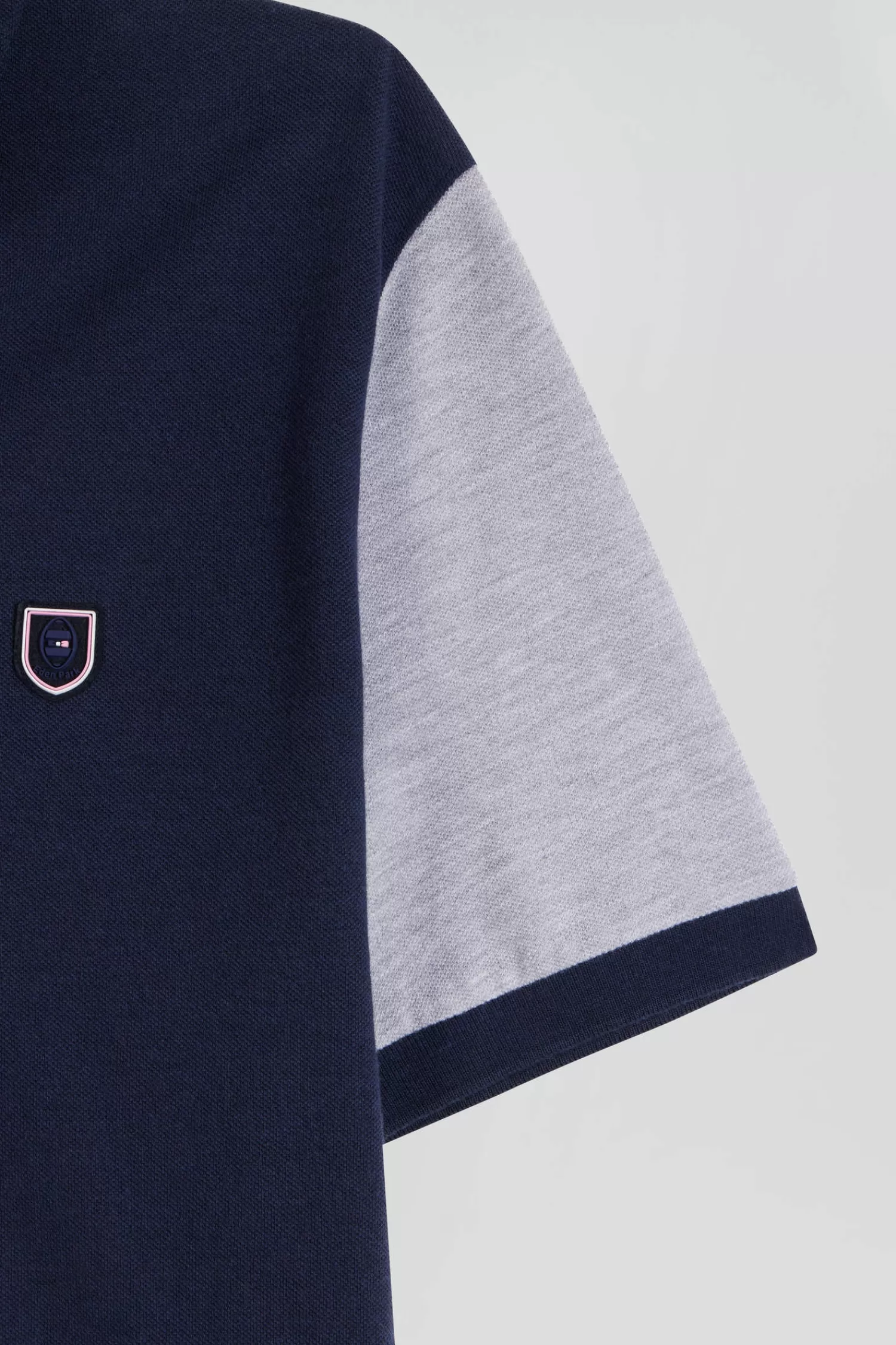 Eden Park Regular navy blue colorblock short-sleeved cotton piqué polo shirt< Polos