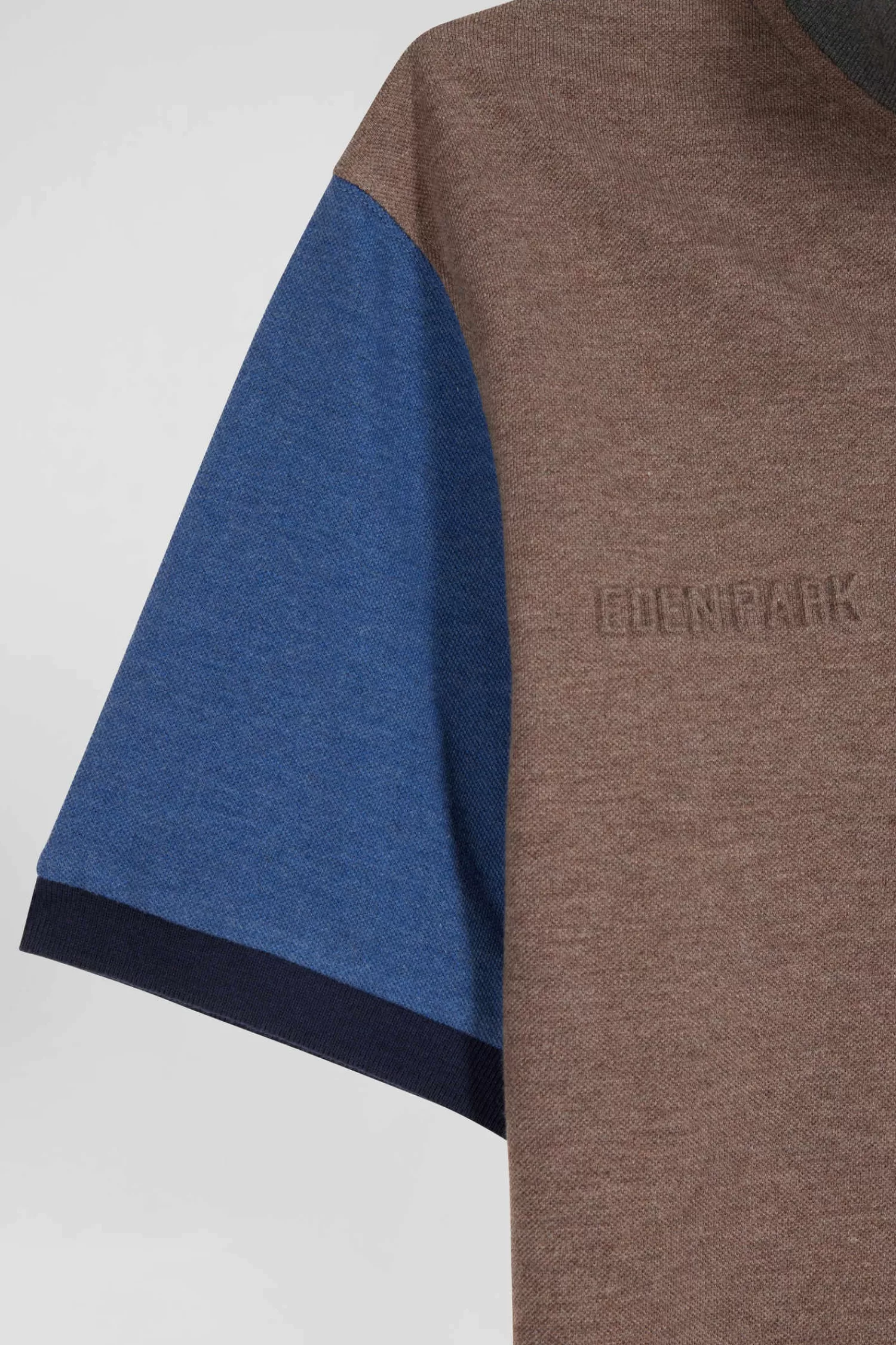 Eden Park Regular navy blue colorblock short-sleeved cotton piqué polo shirt< Polos