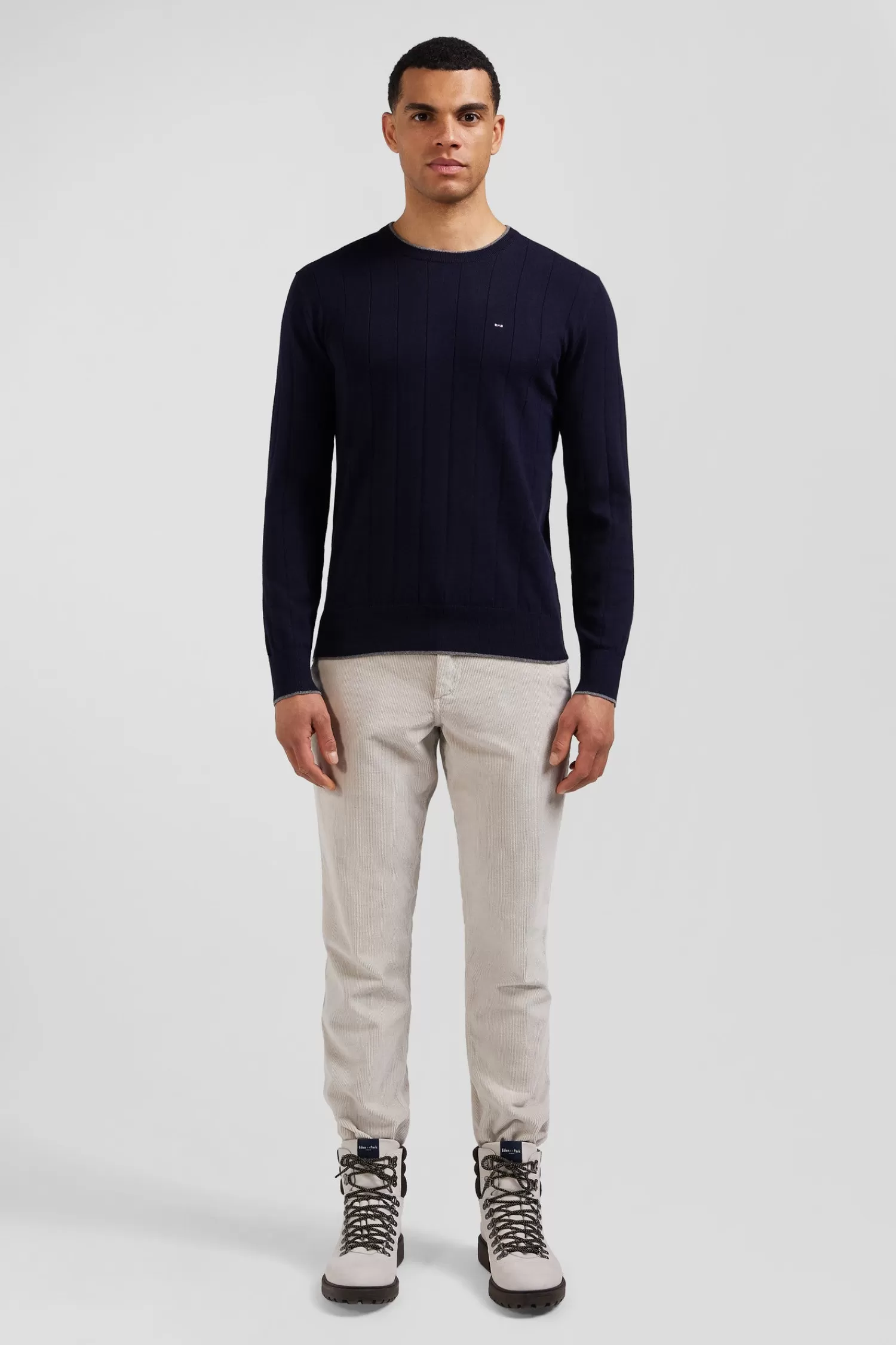 Eden Park Regular navy blue cotton and cashmere crew neck jumper< Sweaters
