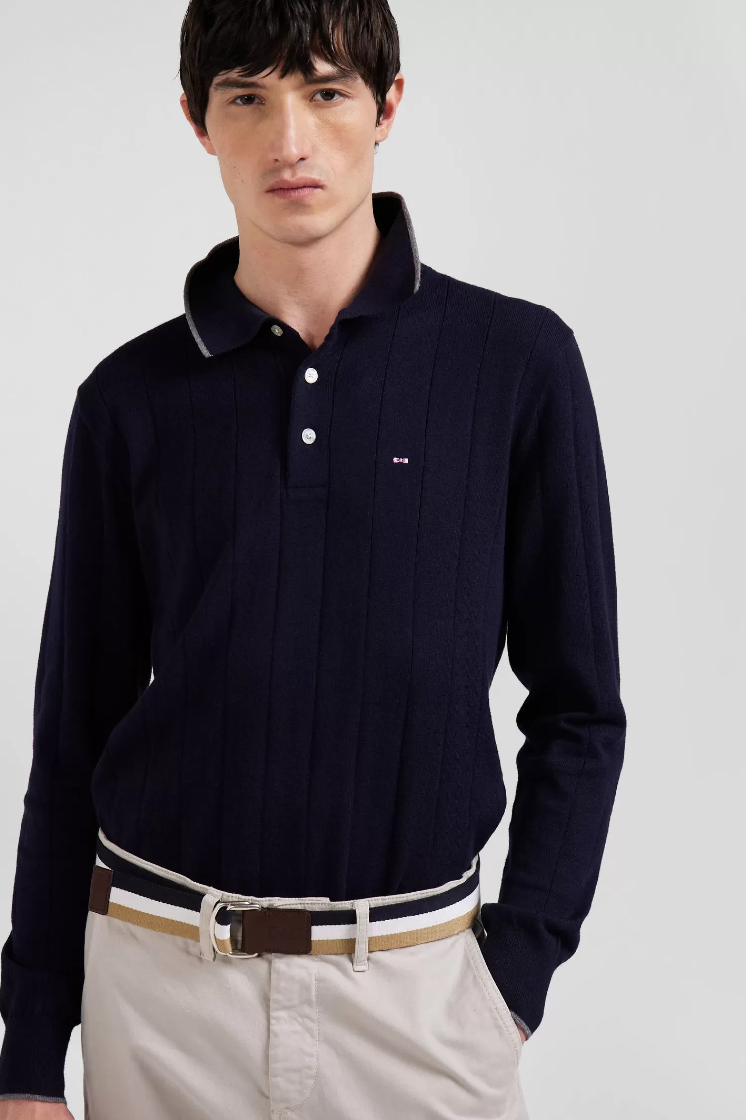 regular_navy_blue_cotton_and_cashmere_jumper_with_rugby_shirt_collar_2.webp Eden Park Regular navy blue cotton and cashmere jumper with rugby shirt collar< Sweaters
