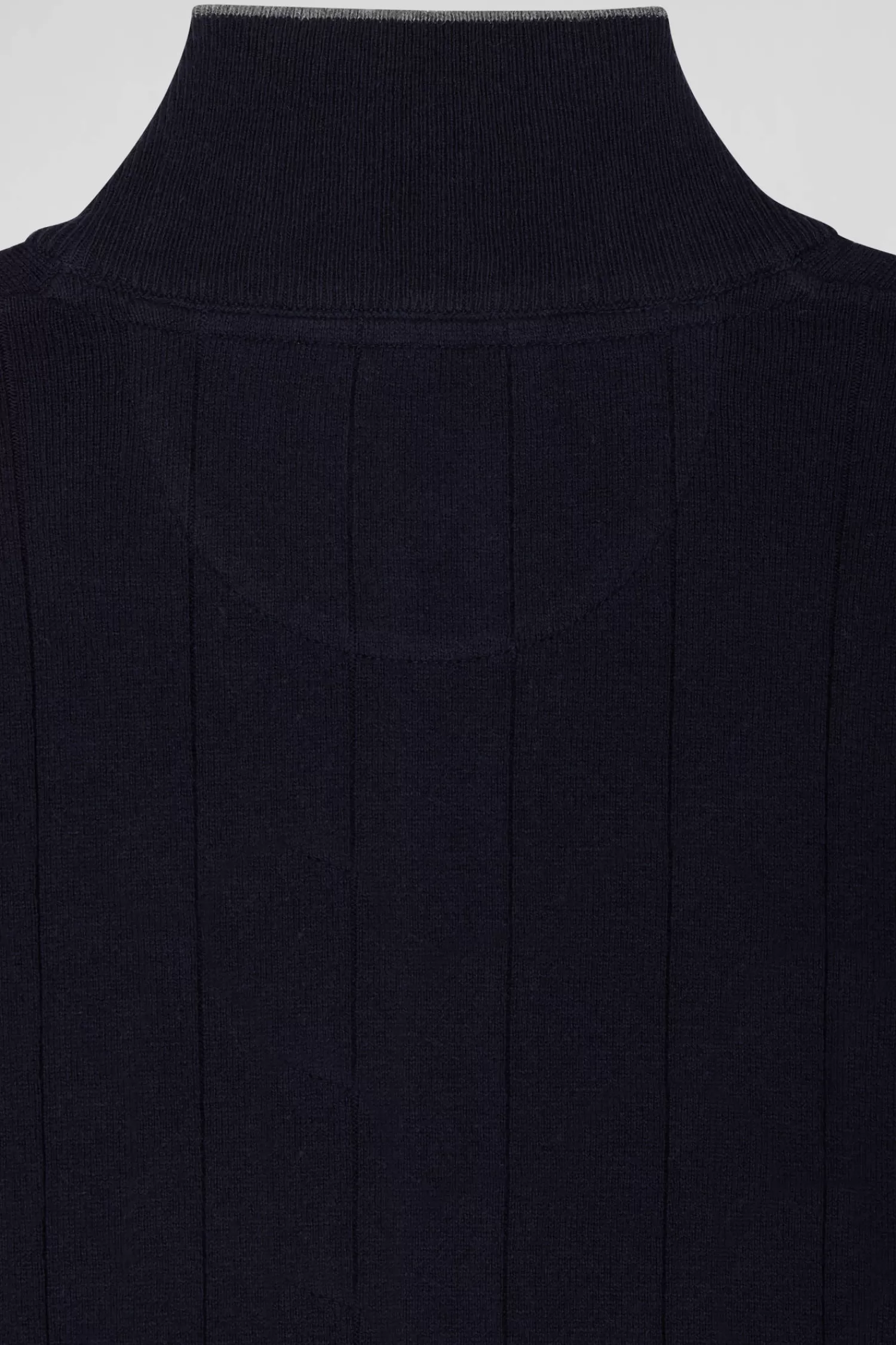 Eden Park Regular navy blue cotton and cashmere zipped cardigan with vertical stripes< Cardigans
