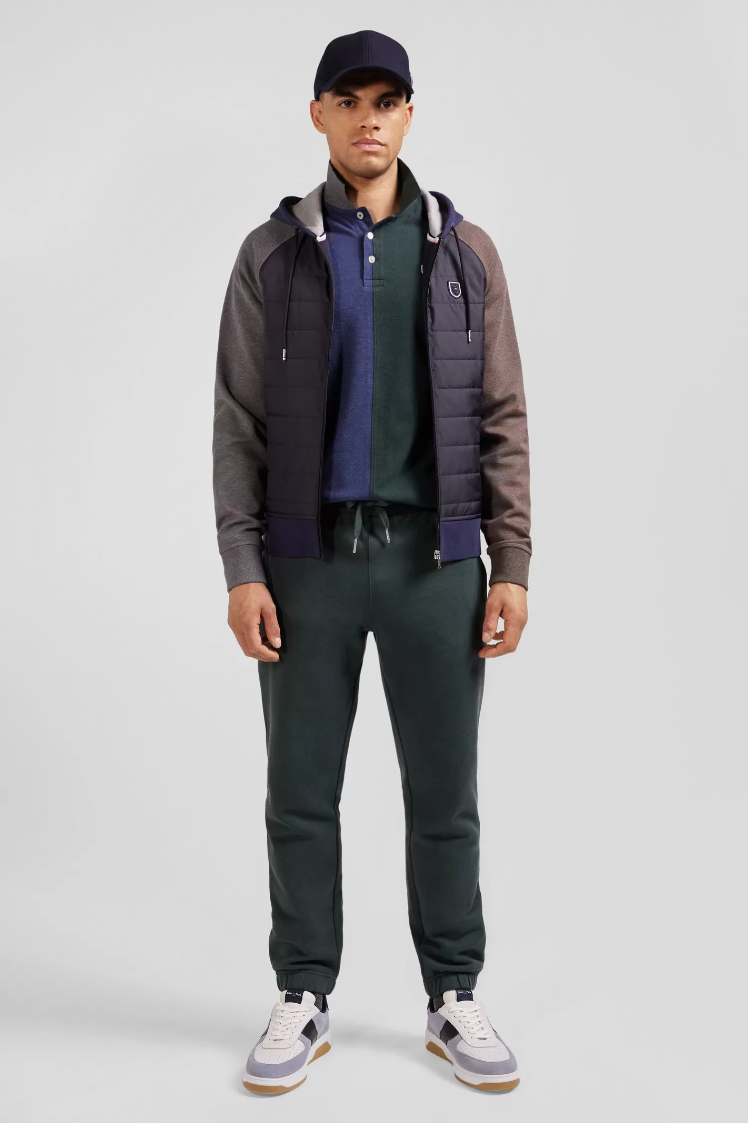 Eden Park Regular navy blue cotton blend sweatshirt with padded front< Sweatshirts