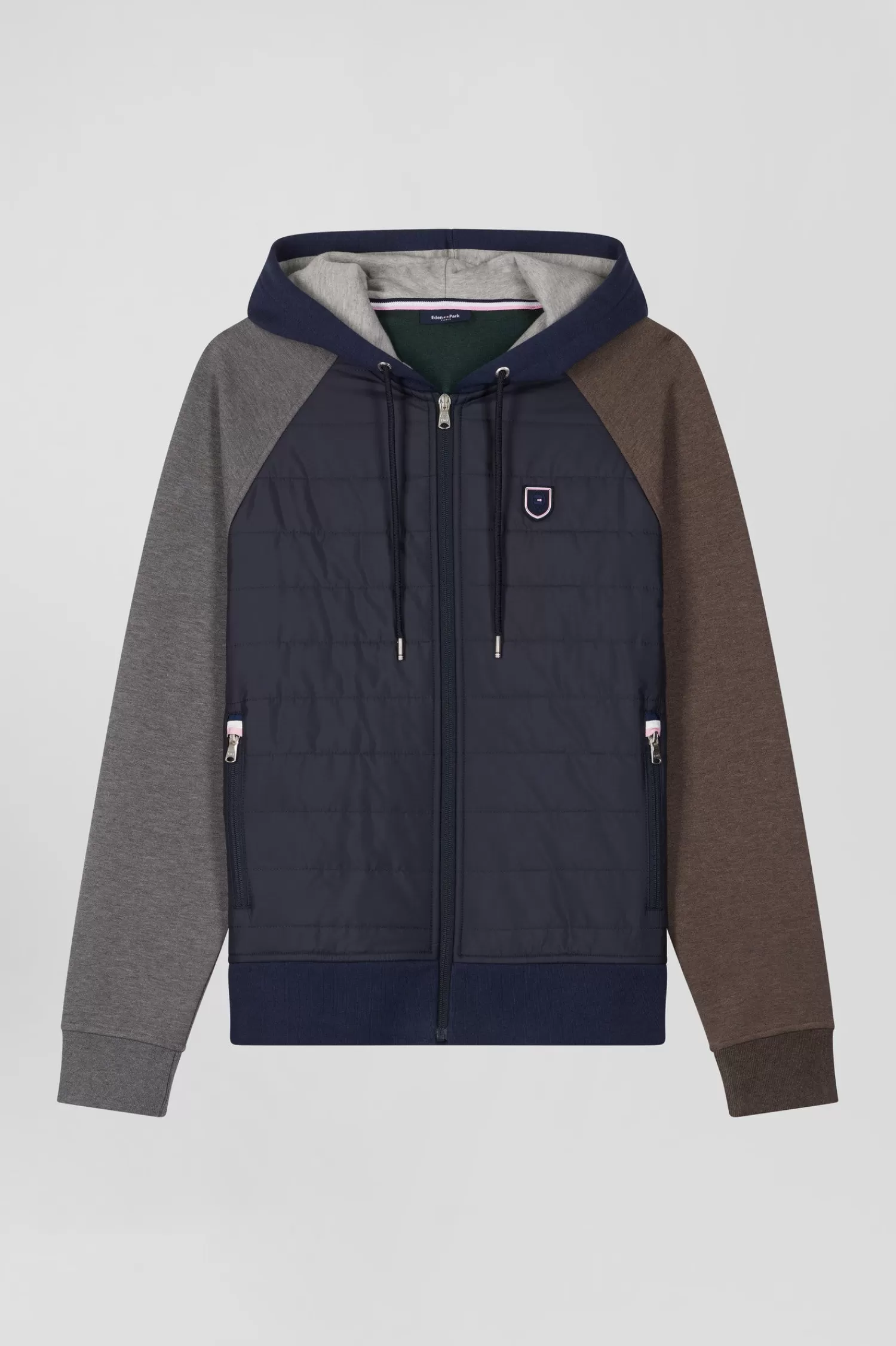 Eden Park Regular navy blue cotton blend sweatshirt with padded front< Sweatshirts