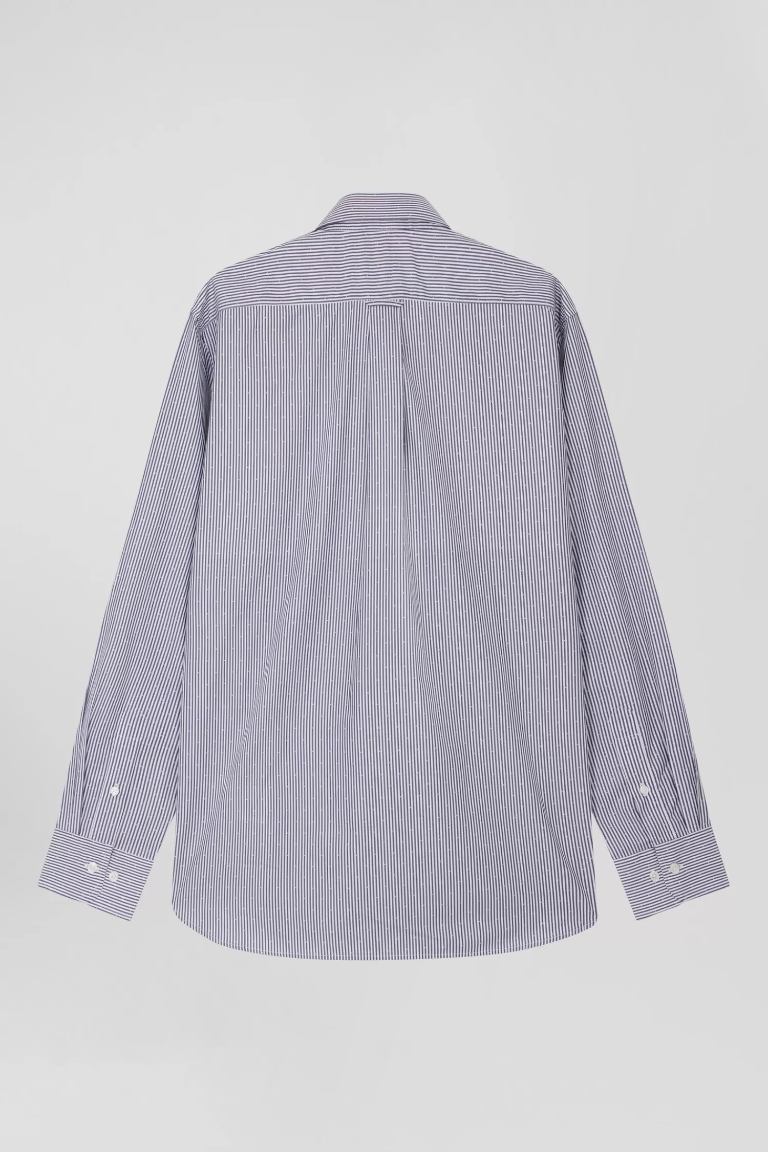 Eden Park Regular navy blue cotton jacquard shirt with baton stripes< Shirts