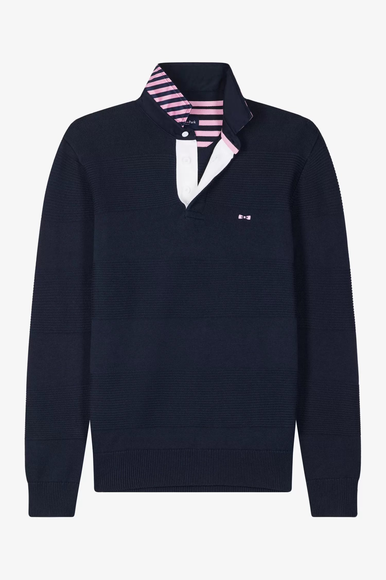 Eden Park Regular navy blue cotton polo neck jumper< Sweaters