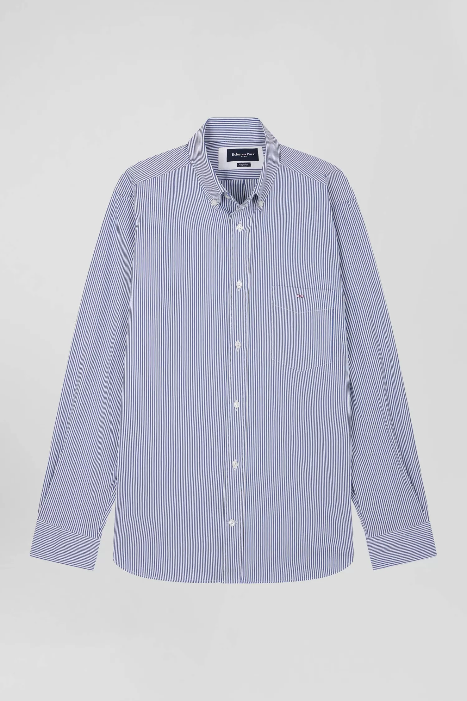 Eden Park Regular navy blue cotton poplin shirt with baton stripes< Shirts