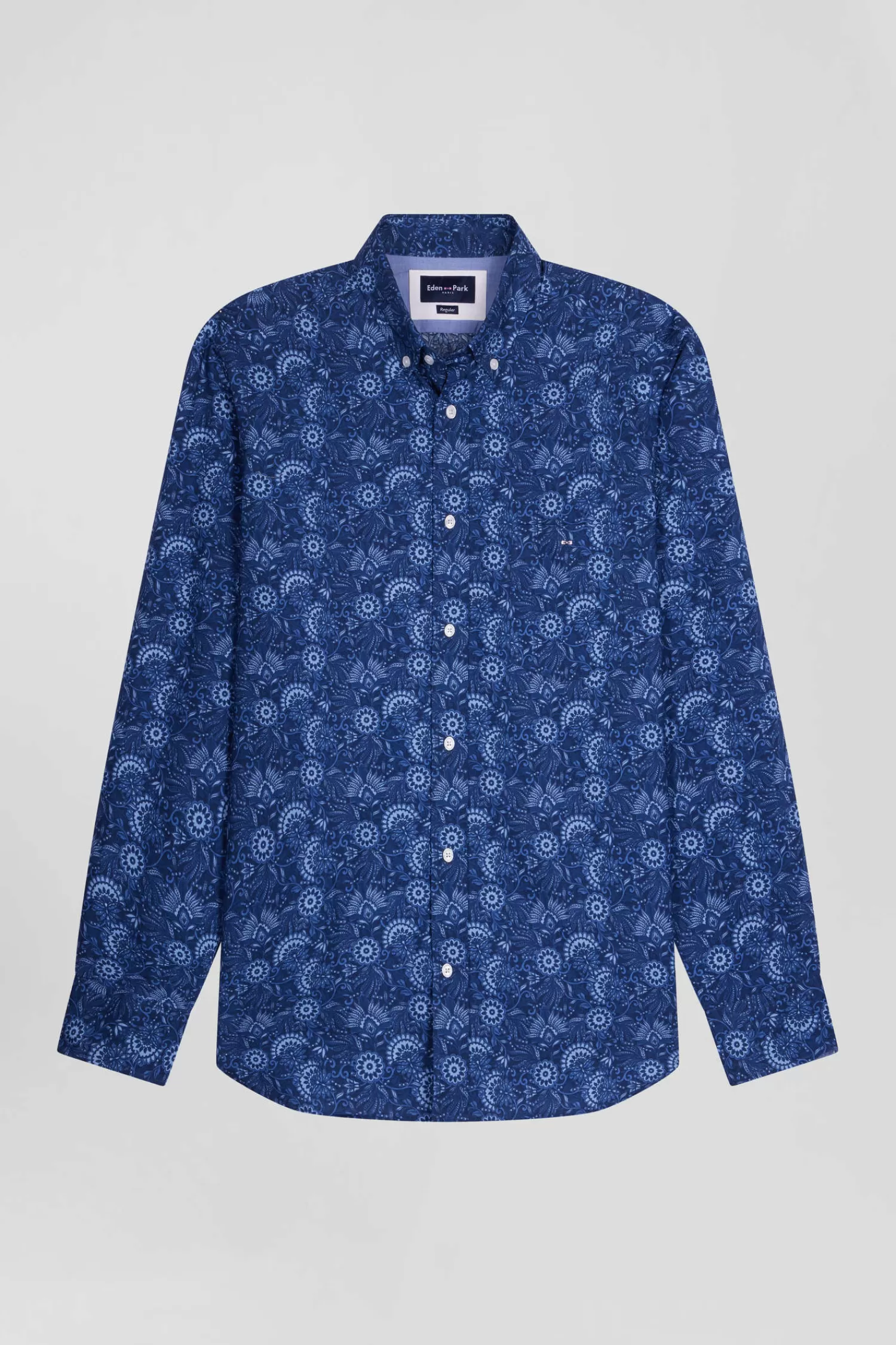 Eden Park Regular navy blue cotton shirt with graphic print< Shirts