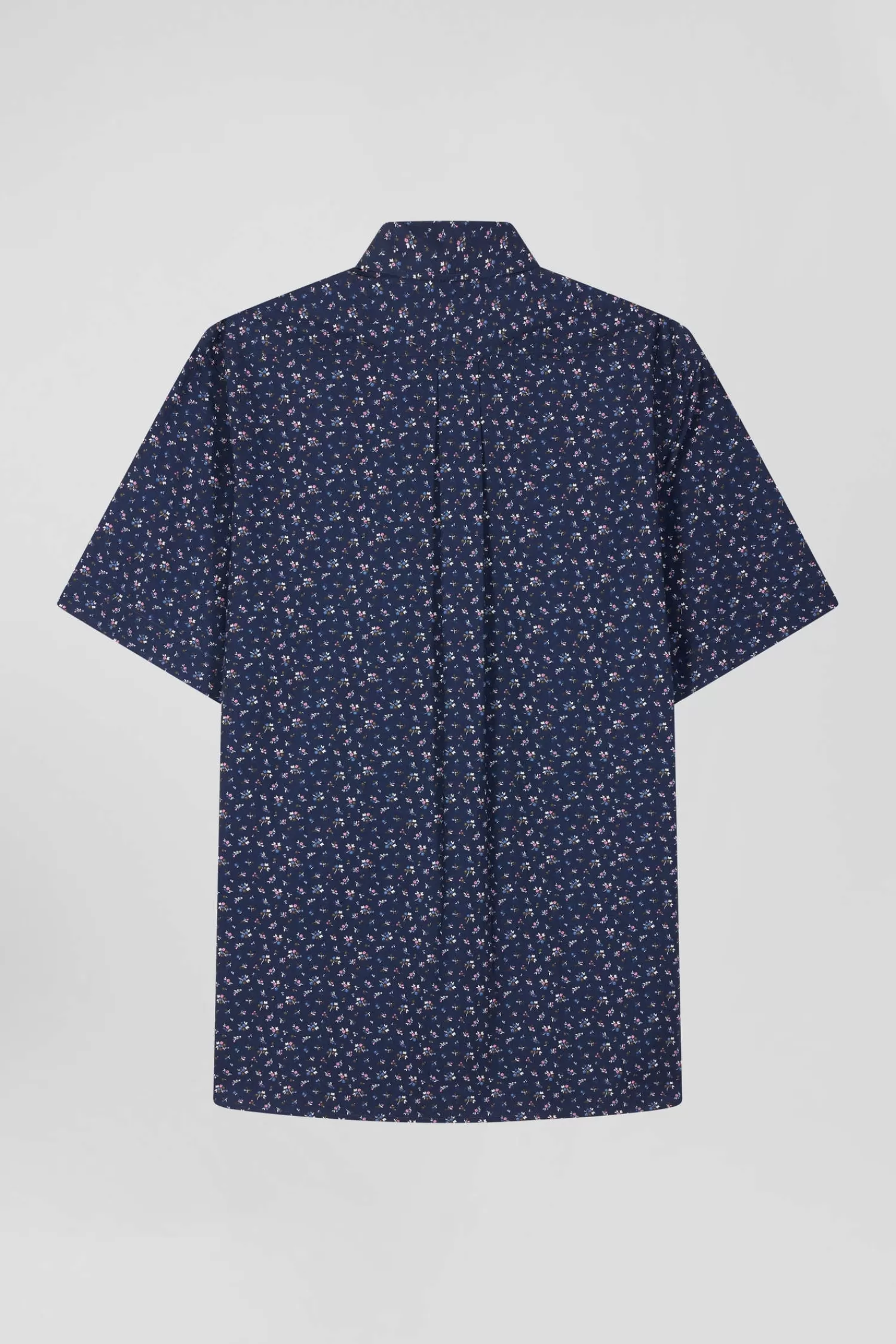 regular_navy_blue_cotton_shortsleeved_shirt_with_micro_floral_print_3.webp Eden Park Regular navy blue cotton short-sleeved shirt with micro floral print< Short-sleeved Shirts
