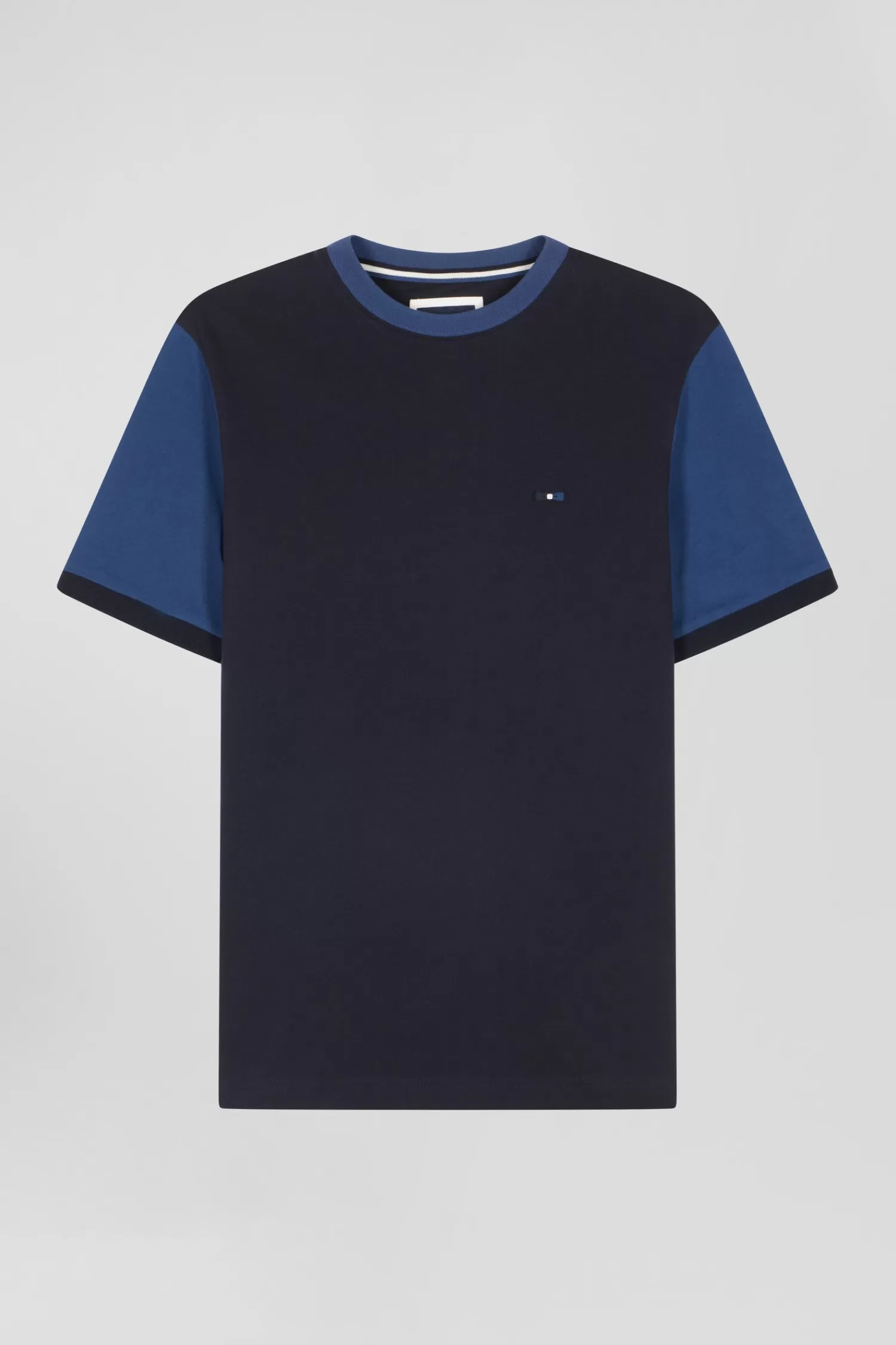 Eden Park Regular navy blue cotton T-shirt with short contrasting sleeves< T-shirts