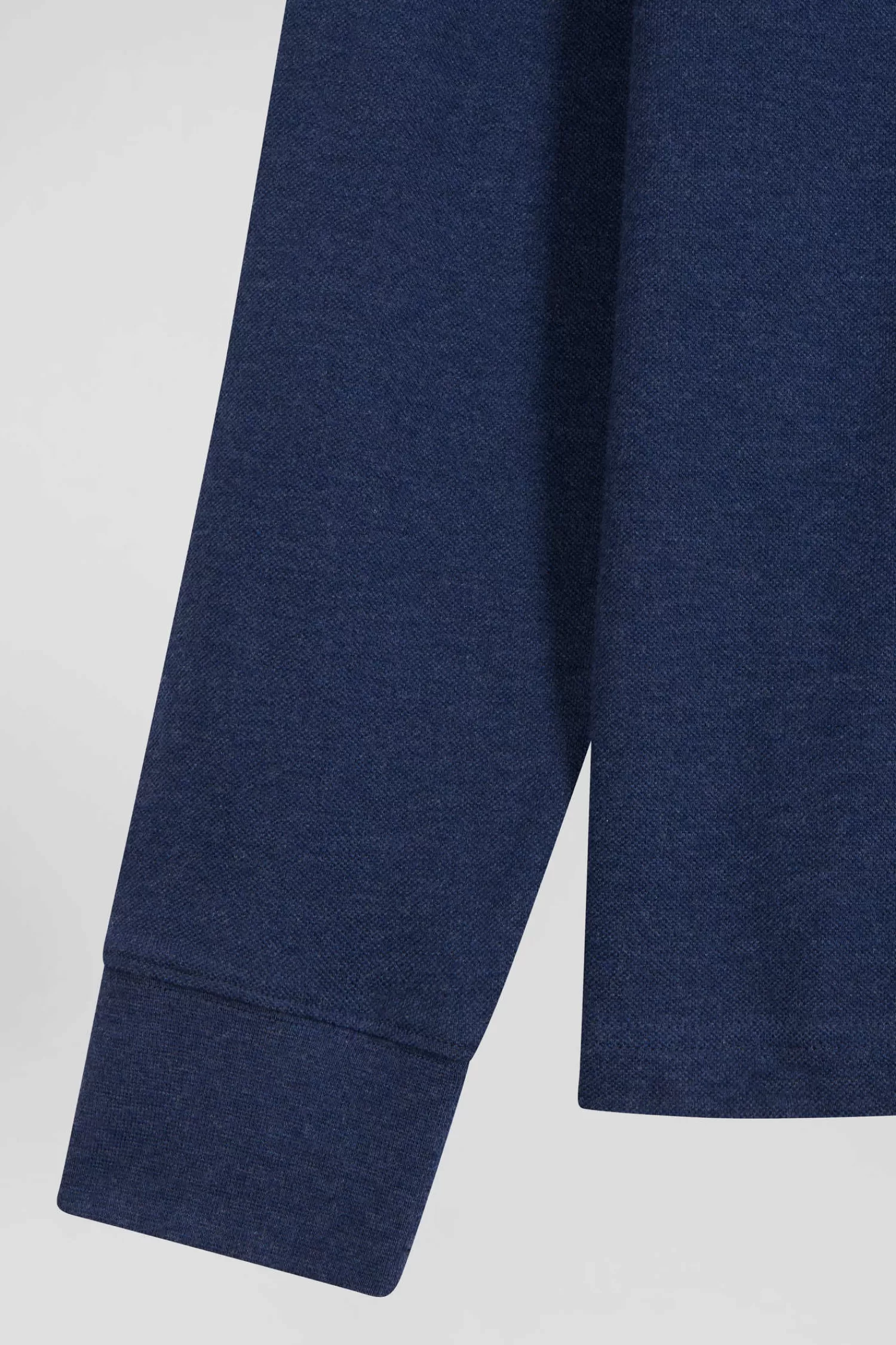 Eden Park Regular navy blue long-sleeved cotton piqué polo shirt with pink details< Polos