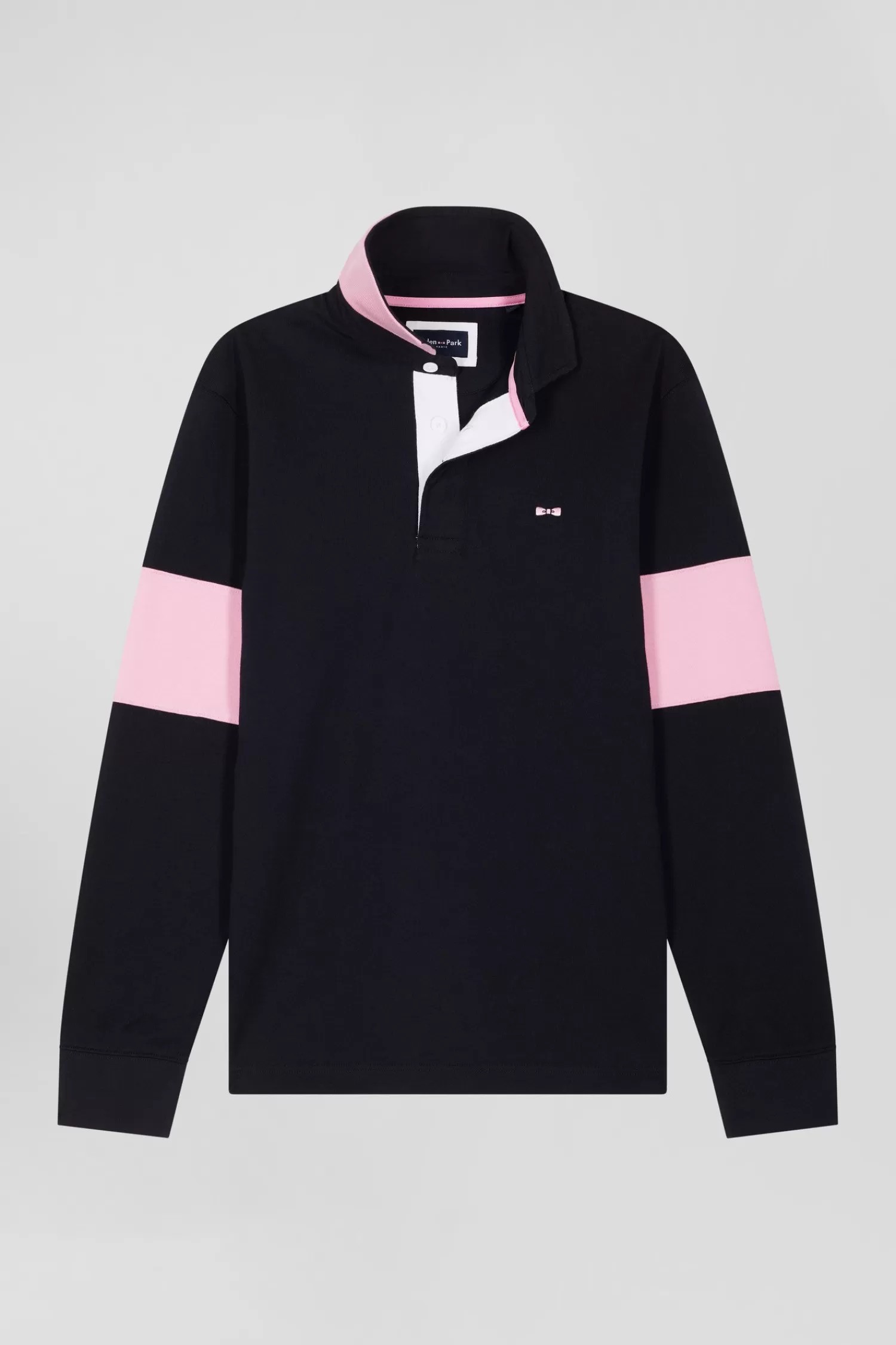 Eden Park Regular navy blue long-sleeved cotton rugby shirt with bow tie embroidery< Rugby Shirts