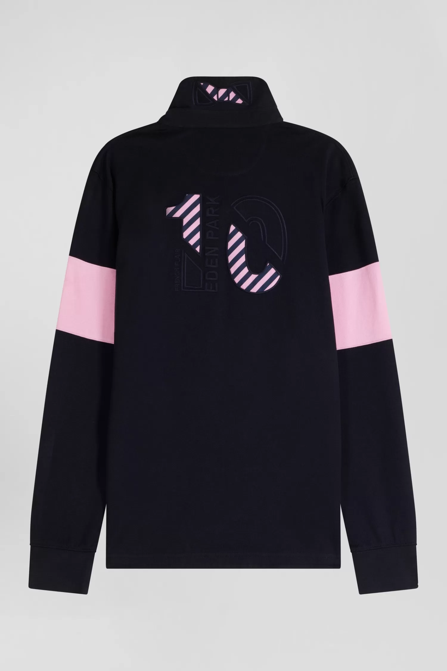 Eden Park Regular navy blue long-sleeved cotton rugby shirt with N°10 embroidery< Rugby Shirts