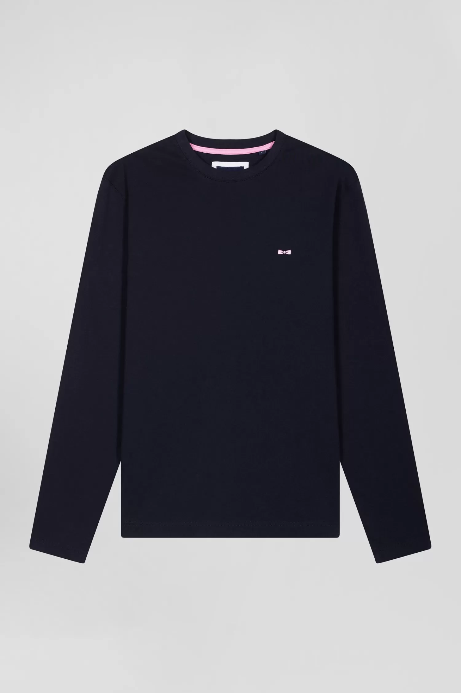 Eden Park Regular navy blue long-sleeved cotton T-shirt with back embroidery< T-shirts