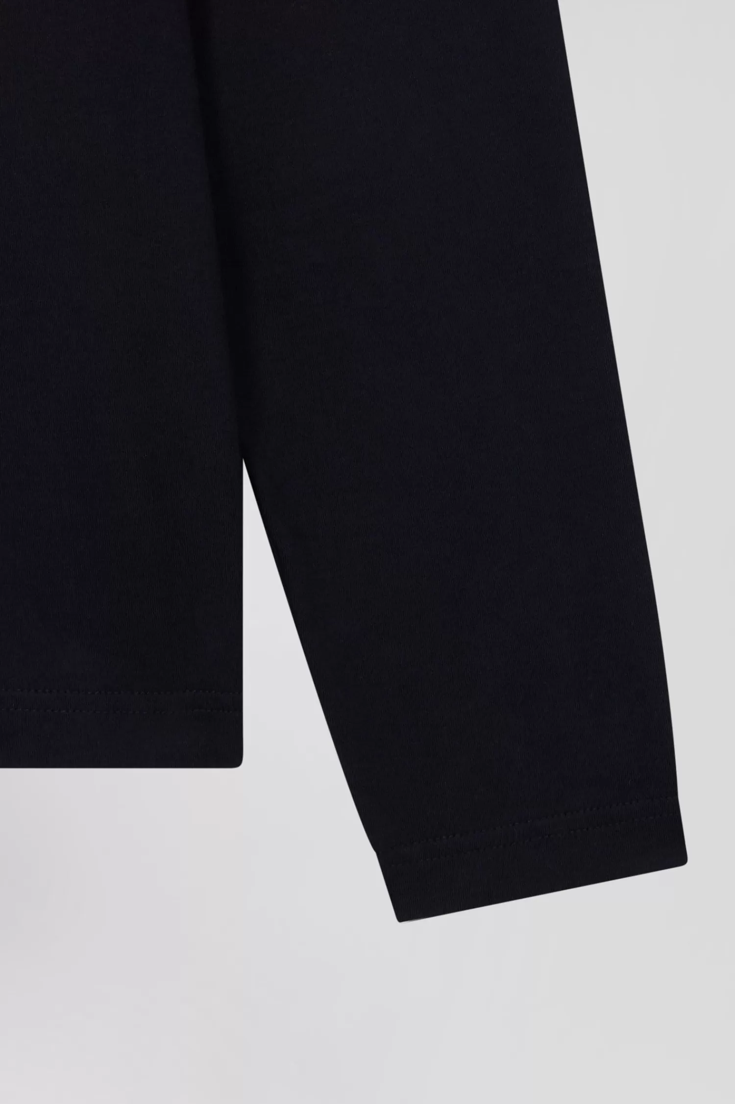 Eden Park Regular navy blue long-sleeved cotton T-shirt with floral back patch< T-shirts