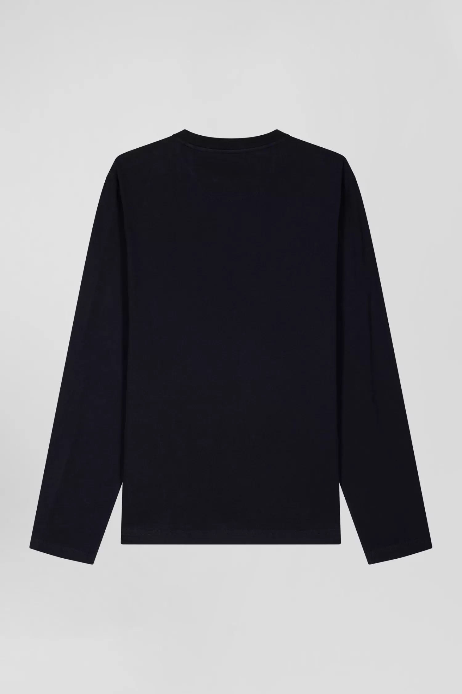 Eden Park Regular navy blue long-sleeved cotton T-shirt with printed back patch< T-shirts