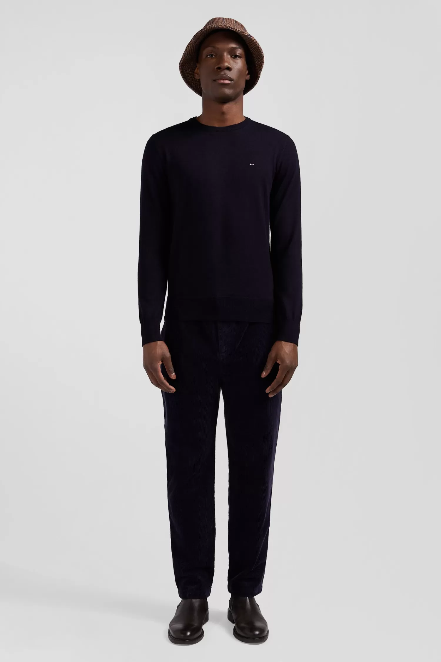 Eden Park Regular navy blue merino wool V-neck jumper< Sweaters