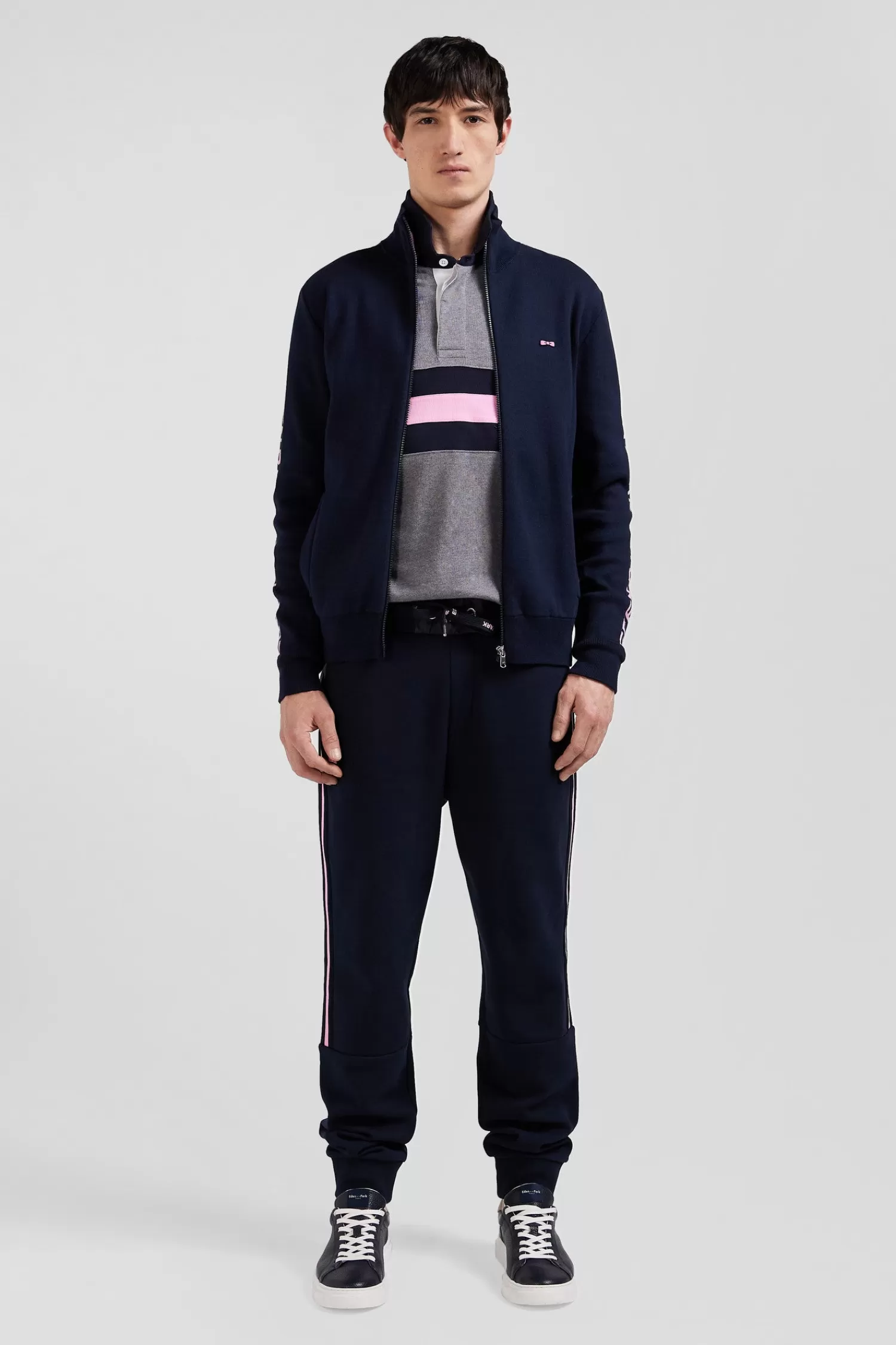 Eden Park Regular navy blue milano cotton zipped cardigan< Cardigans