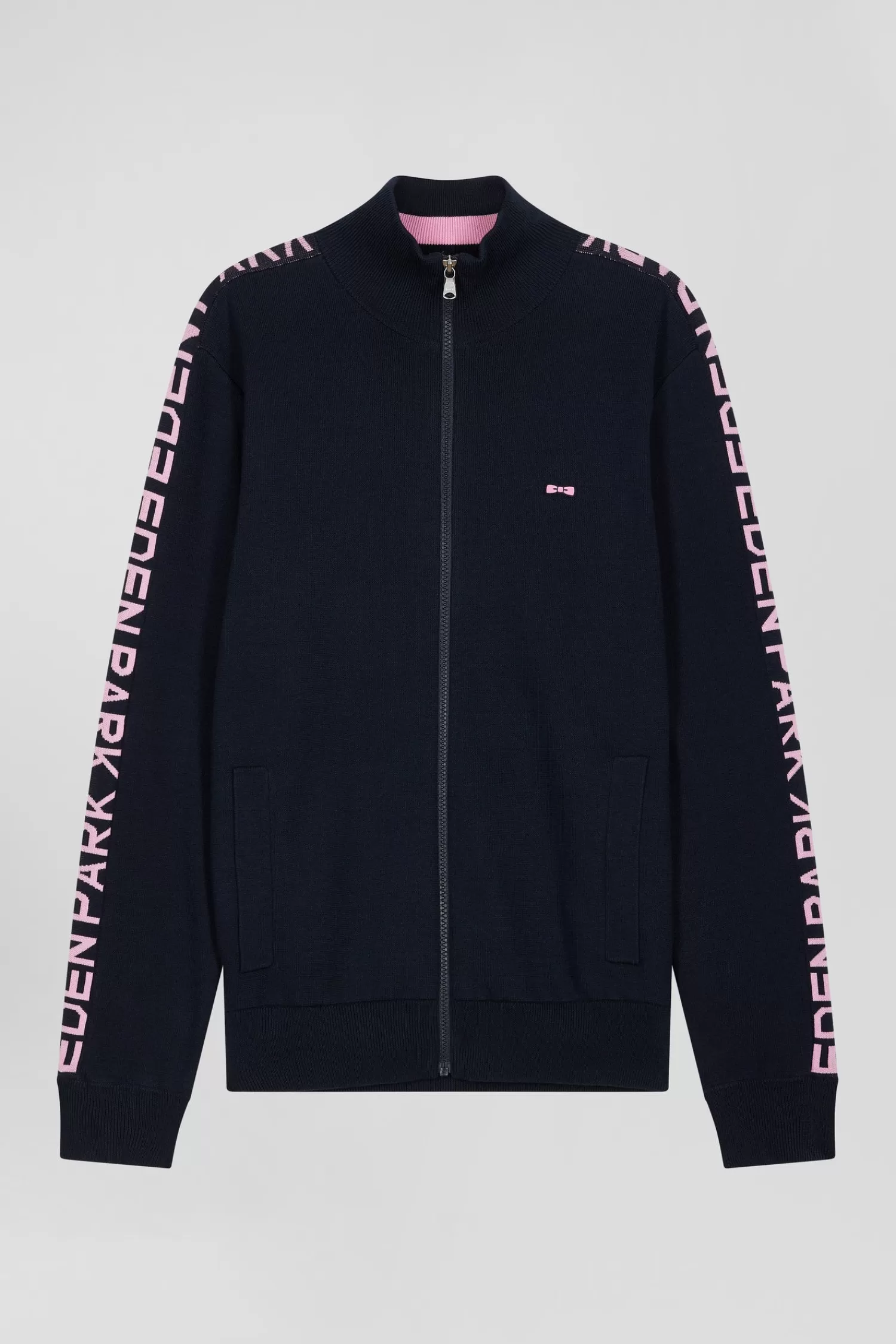 Eden Park Regular navy blue milano cotton zipped cardigan< Cardigans