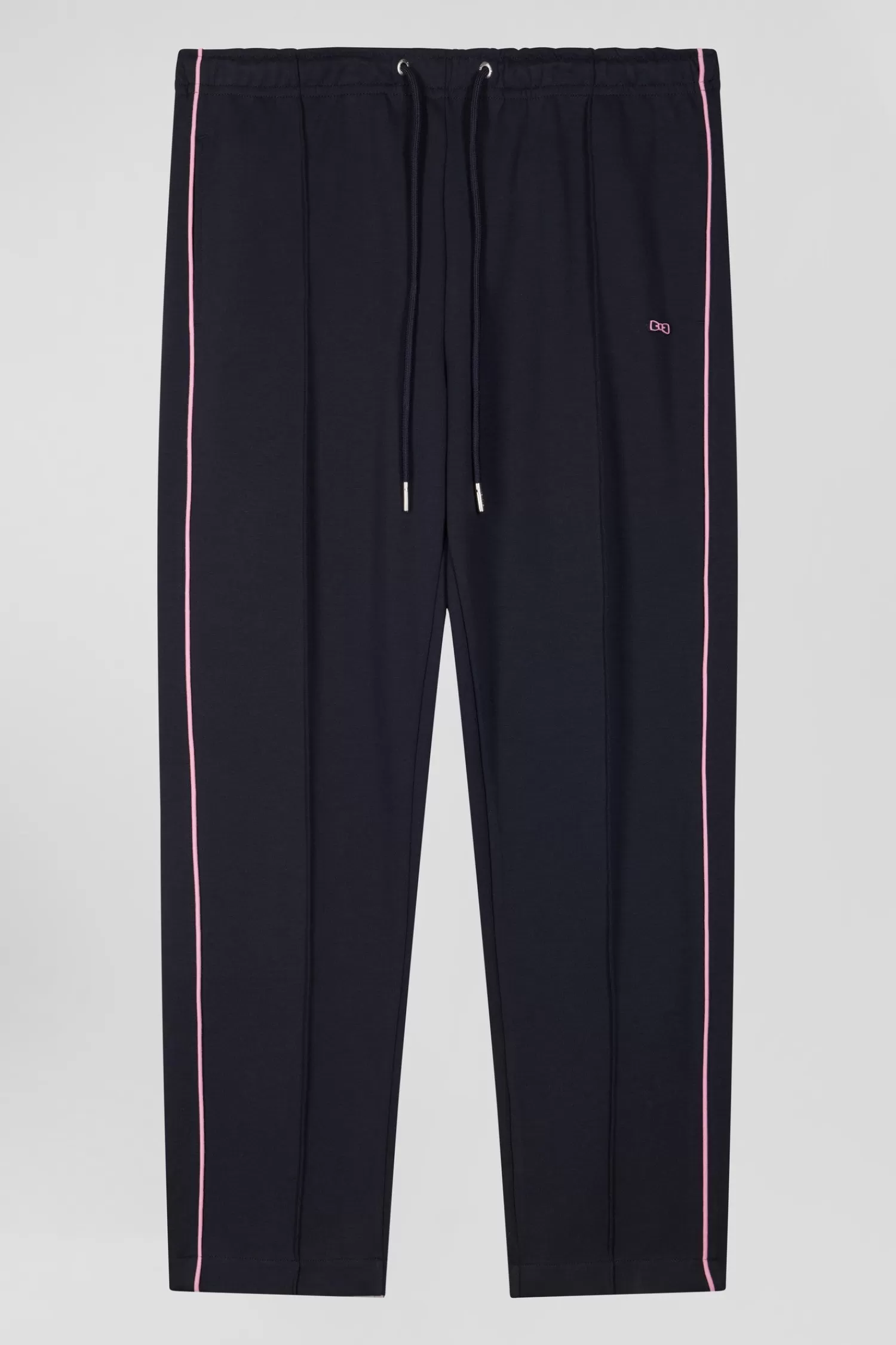 Eden Park Regular navy blue mixed cotton jogging bottoms with pink piping< Pants