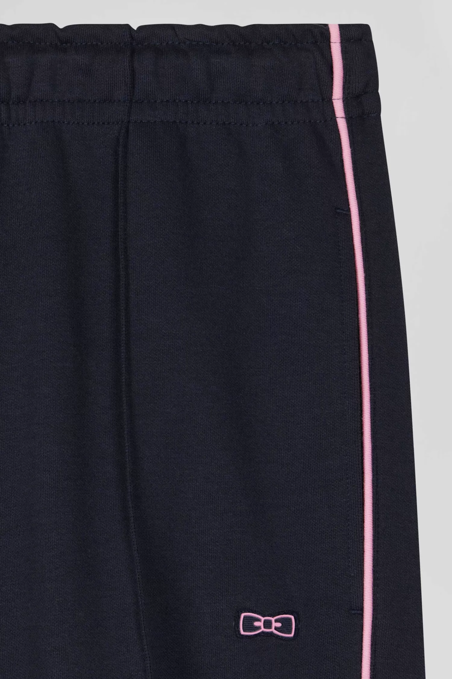 Eden Park Regular navy blue mixed cotton jogging bottoms with pink piping< Pants