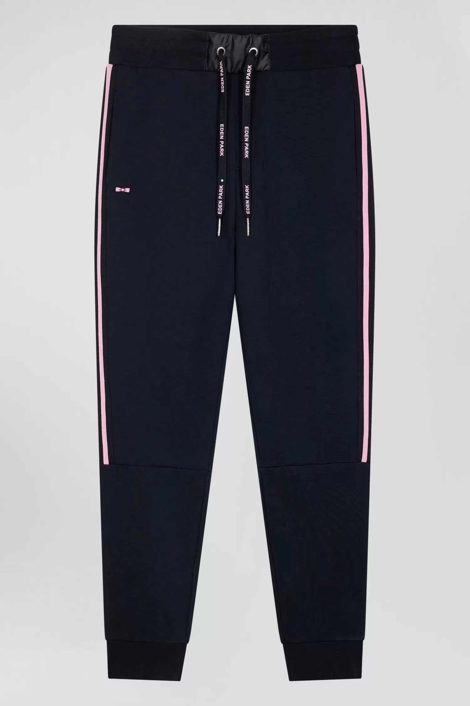Eden Park Regular navy blue mixed cotton jogging bottoms with striped trims< Pants