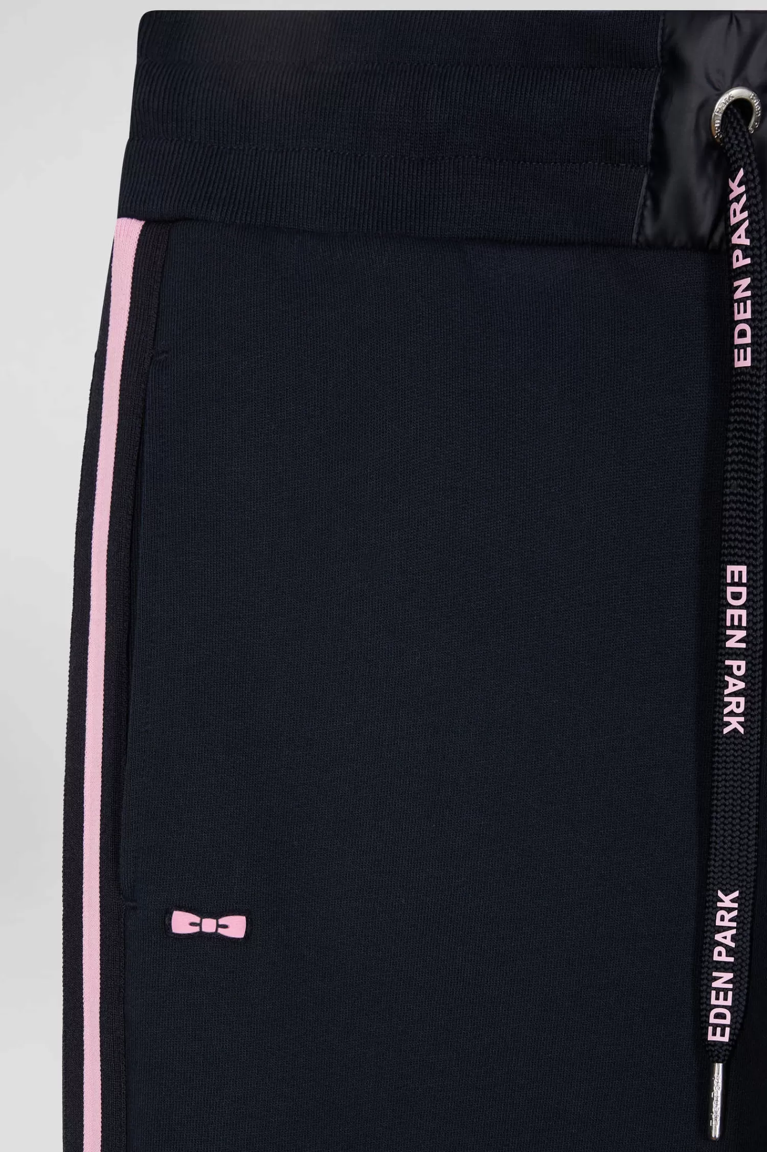 Eden Park Regular navy blue mixed cotton jogging bottoms with striped trims< Pants