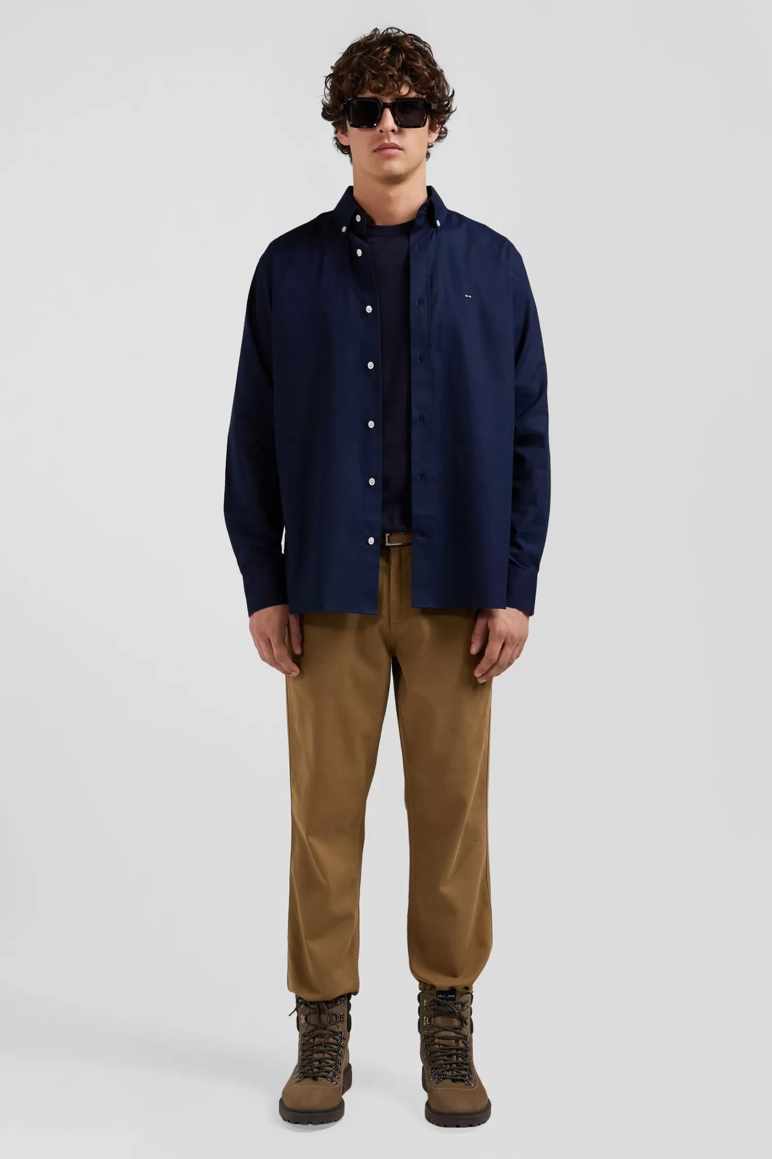 Eden Park Regular navy blue oxford cotton shirt with back embroidery< Shirts