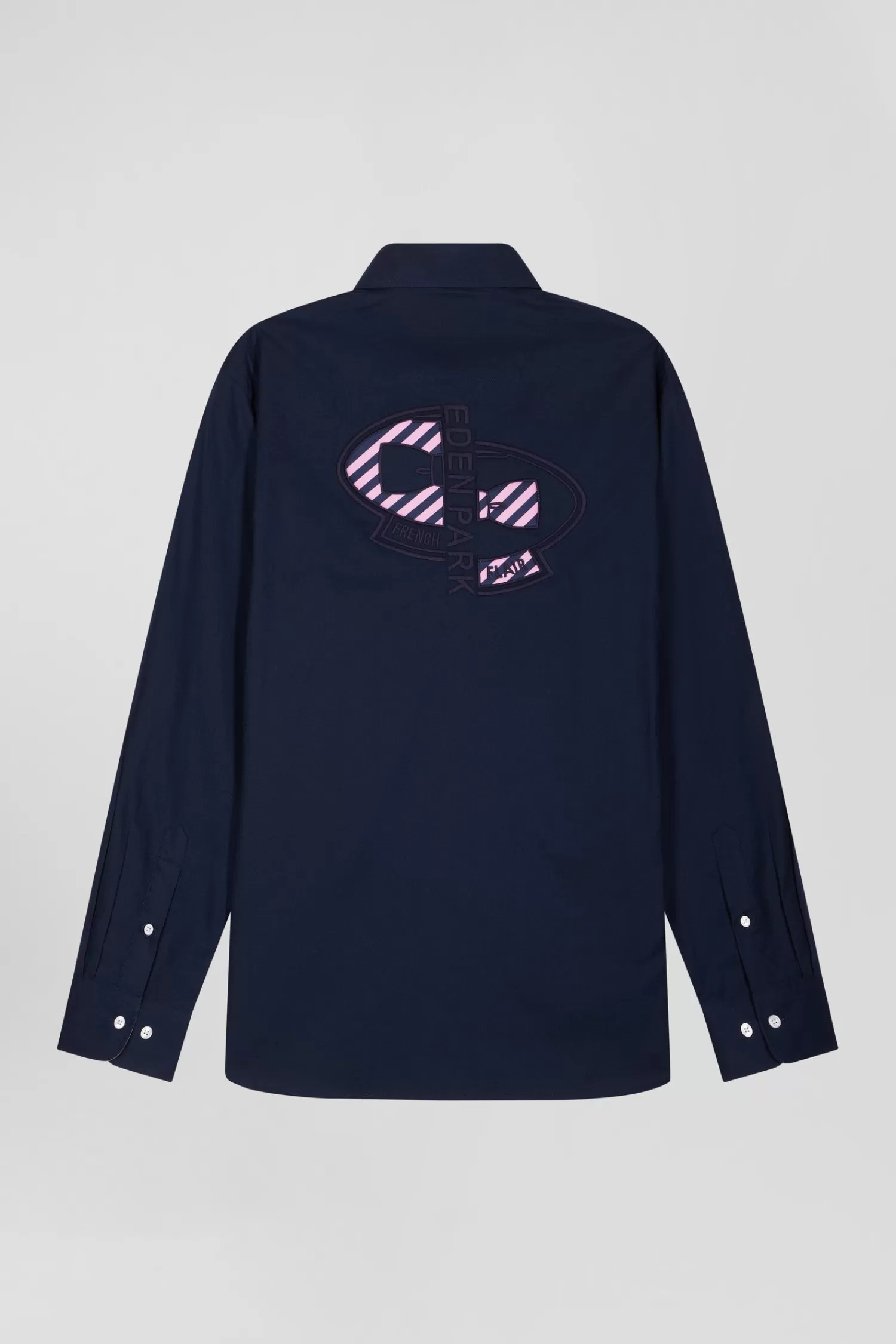 Eden Park Regular navy blue oxford cotton shirt with back embroidery< Shirts