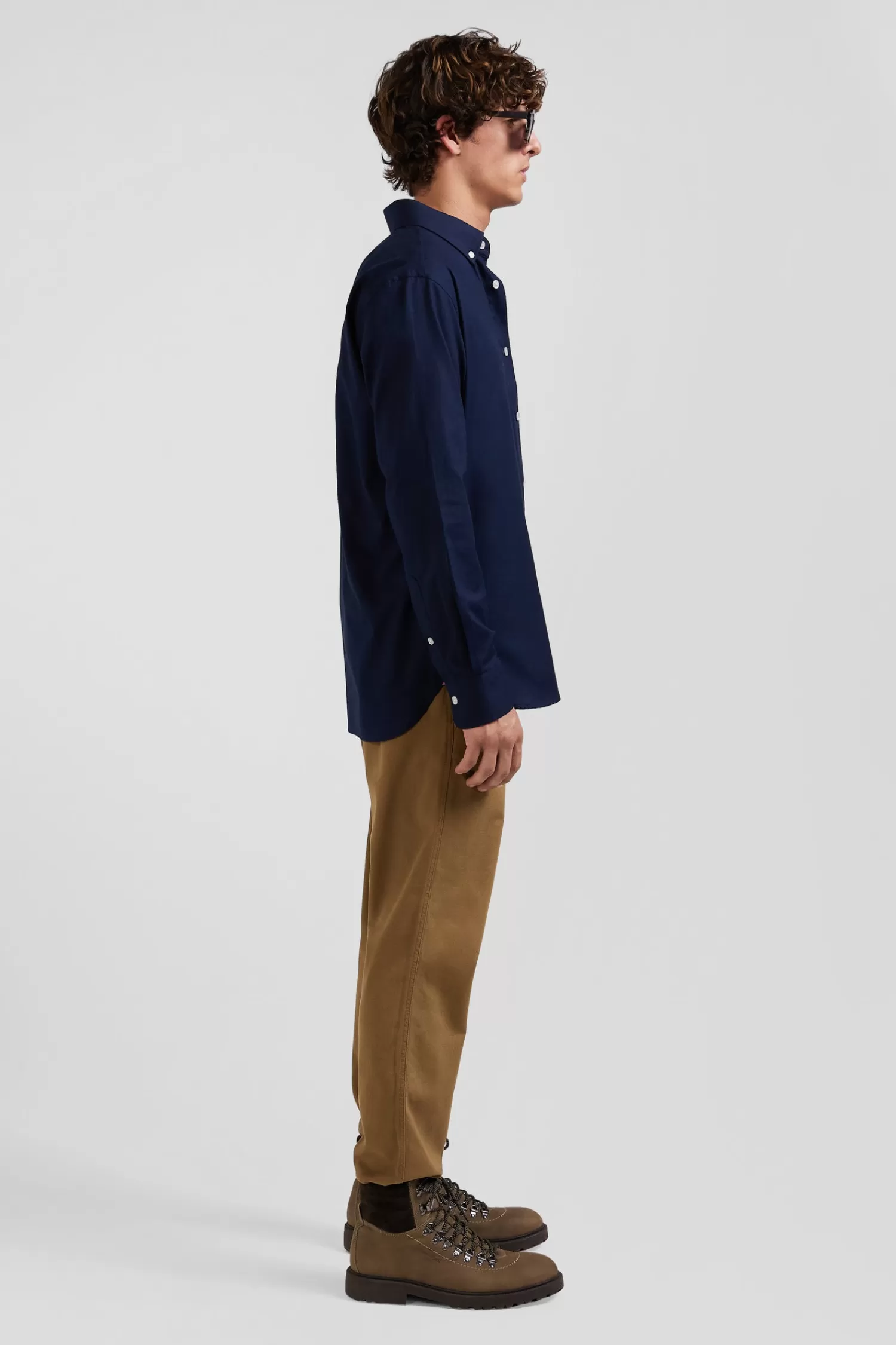 Eden Park Regular navy blue oxford cotton shirt with back embroidery< Shirts