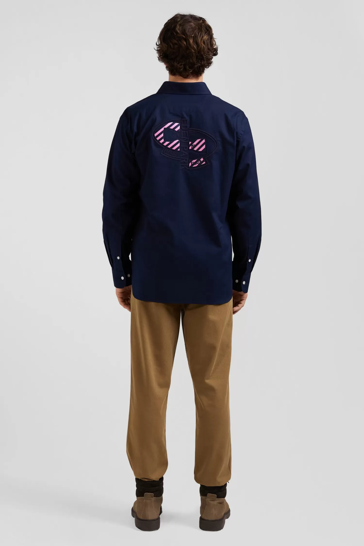 Eden Park Regular navy blue oxford cotton shirt with back embroidery< Shirts