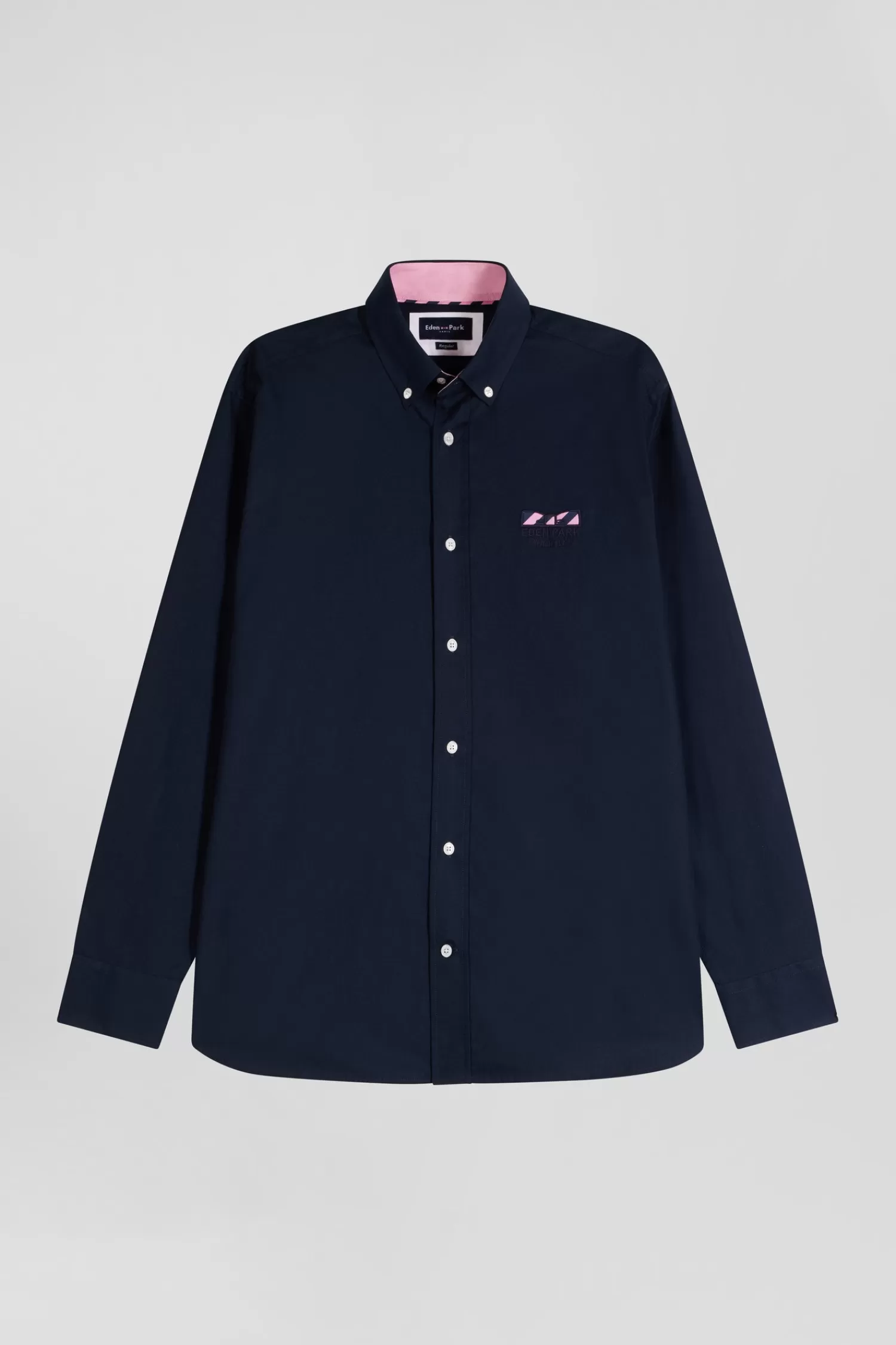 Eden Park Regular navy blue oxford cotton shirt with striped bow tie detail< Shirts