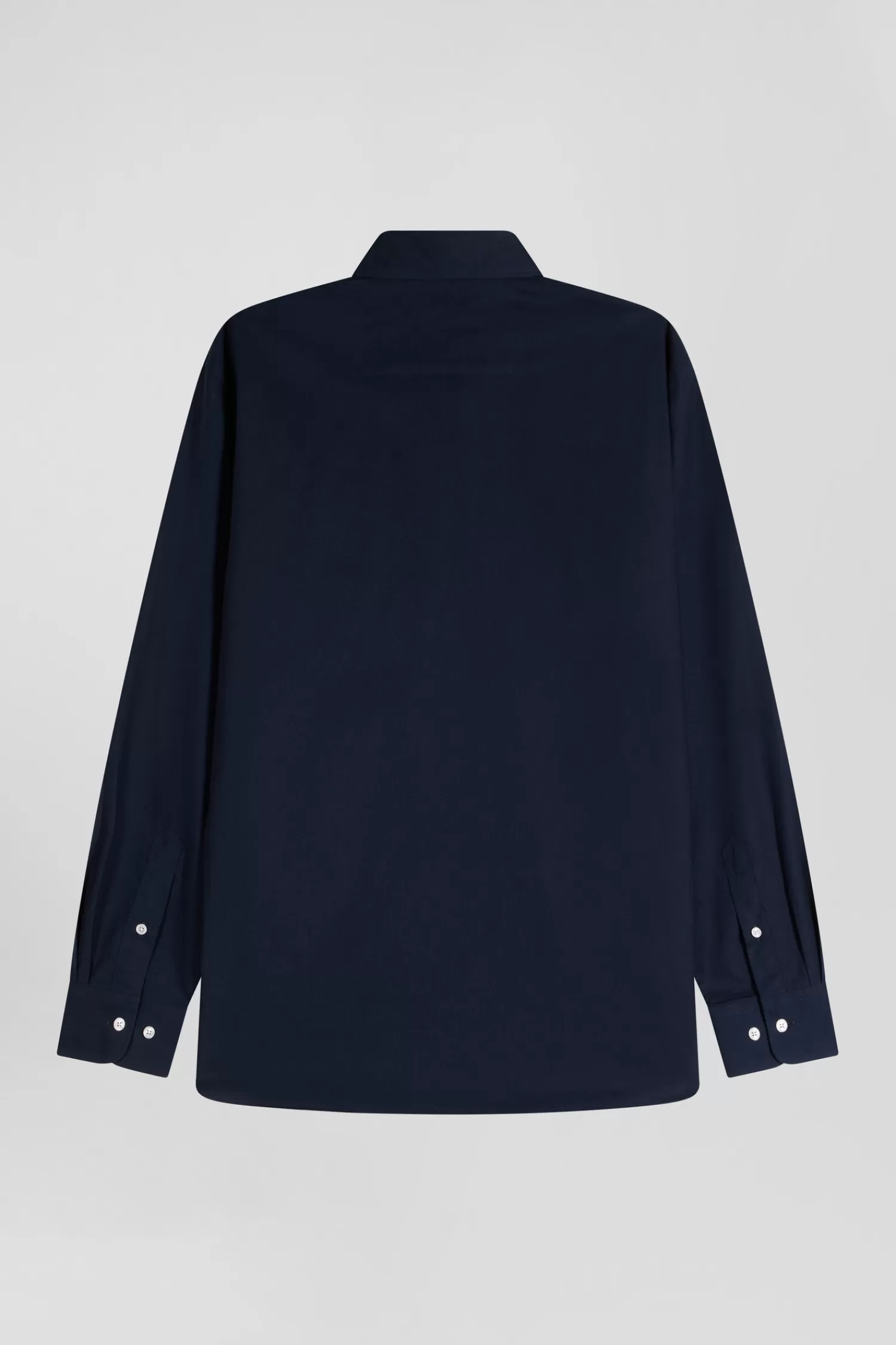 regular_navy_blue_oxford_cotton_shirt_with_striped_bow_tie_detail_3.webp Eden Park Regular navy blue oxford cotton shirt with striped bow tie detail< Shirts