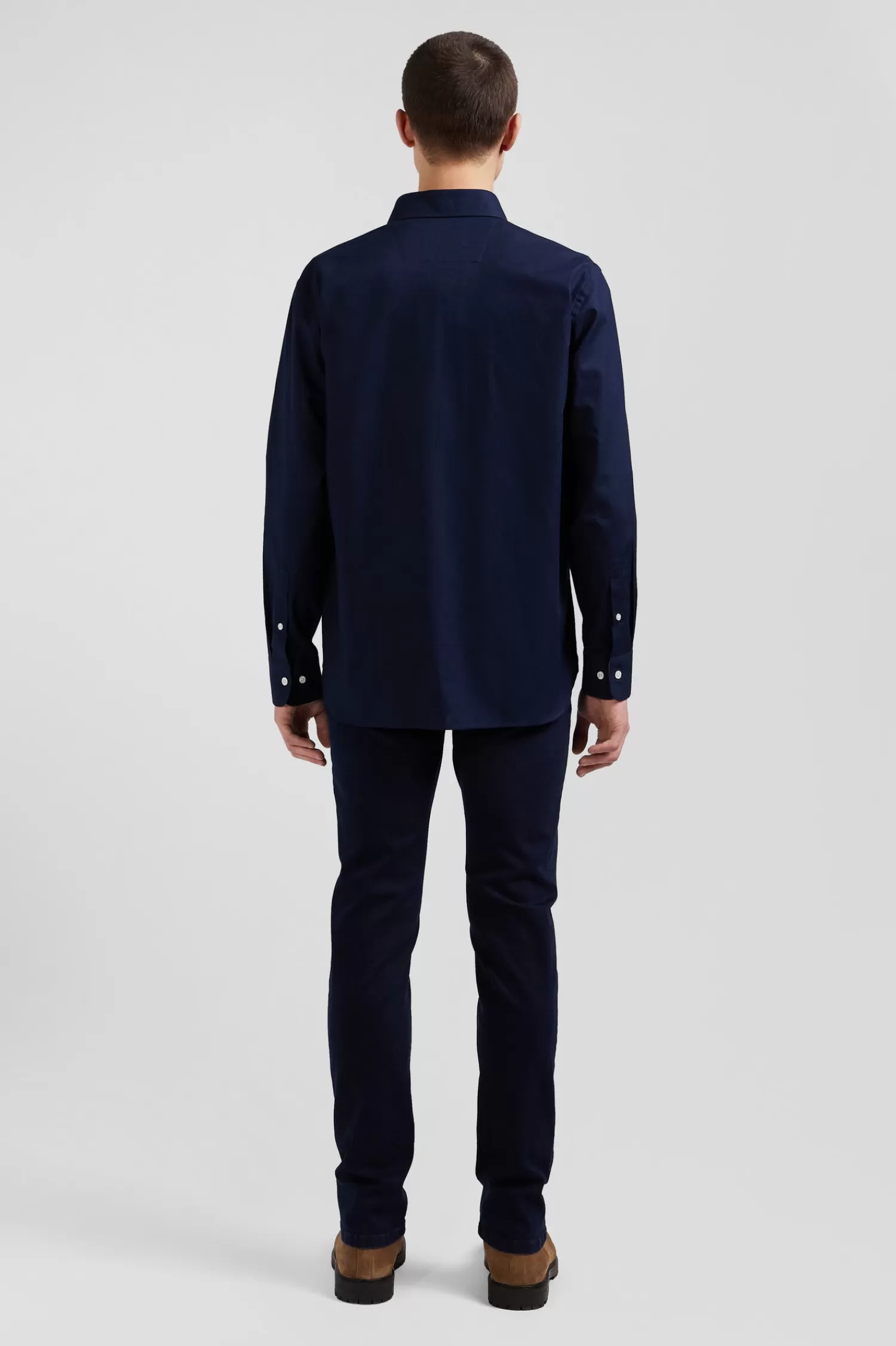 regular_navy_blue_oxford_cotton_shirt_with_striped_bow_tie_detail_5.webp Eden Park Regular navy blue oxford cotton shirt with striped bow tie detail< Shirts