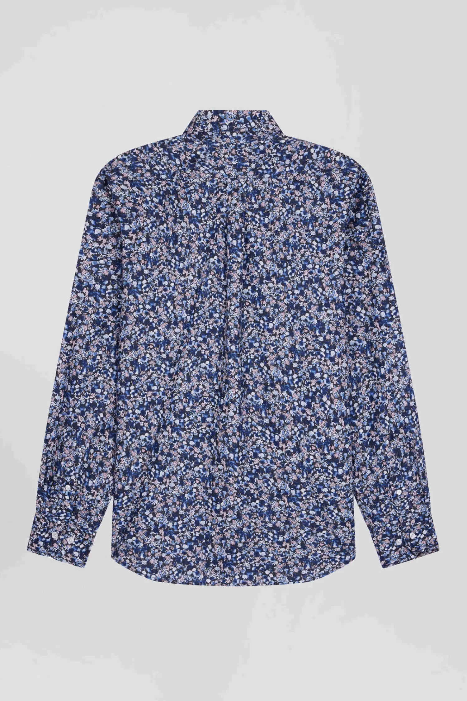 Eden Park Regular navy blue Pima cotton poplin shirt with micro floral print< Shirts