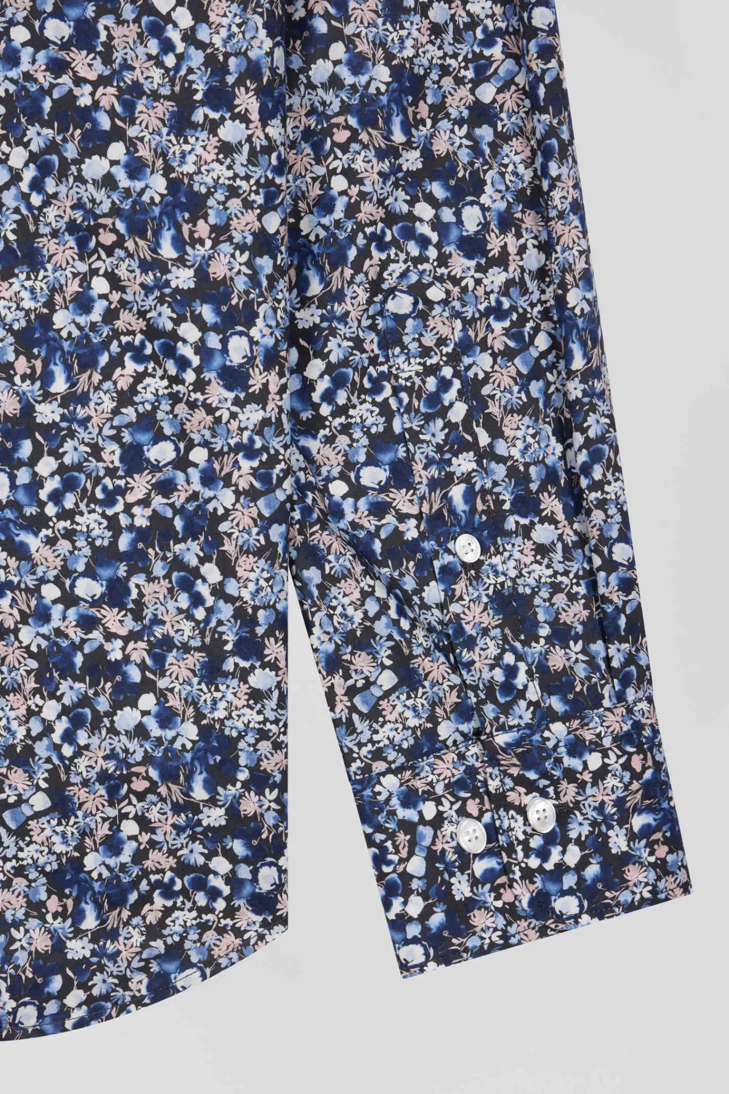 Eden Park Regular navy blue Pima cotton poplin shirt with micro floral print< Shirts