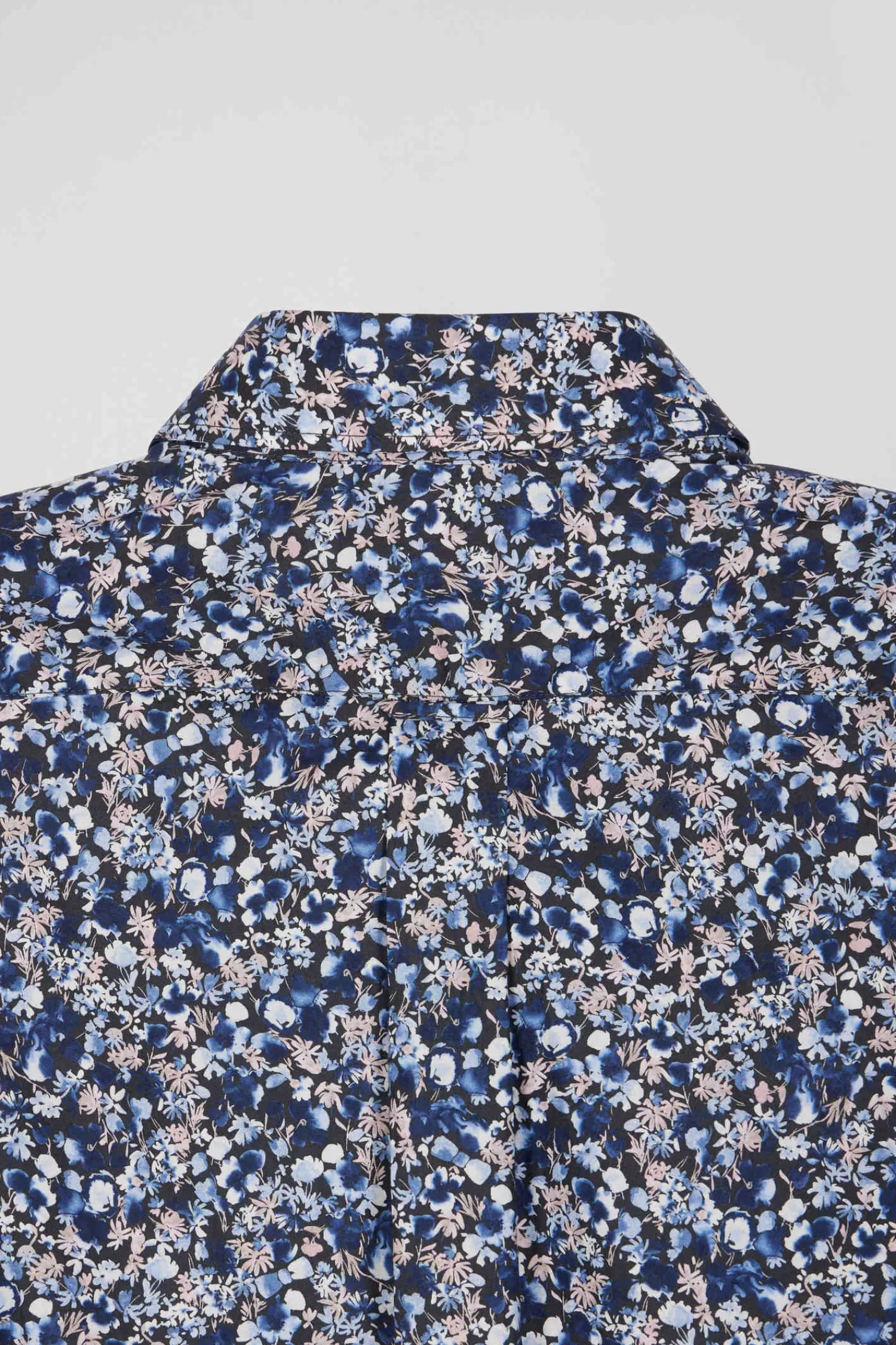 Eden Park Regular navy blue Pima cotton poplin shirt with micro floral print< Shirts