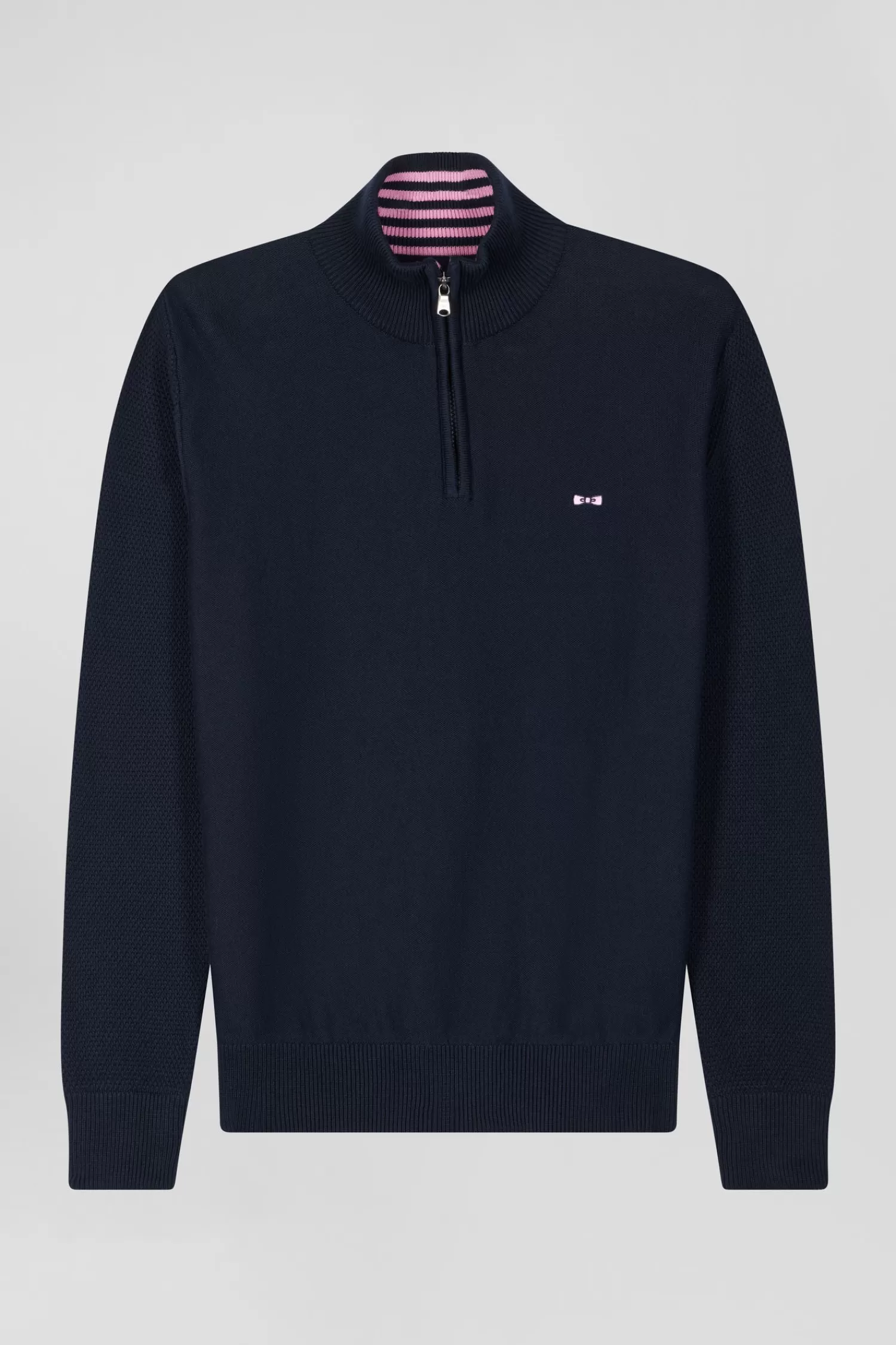 Eden Park Regular navy blue semi-zipped cotton jumper< Sweaters